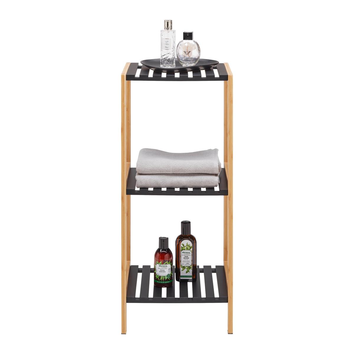 Regál ELSA bambus/čierna - čierna/prírodná farba, Modern, kompozitné drevo/prírodné materiály (34/79/33cm) - Mömax