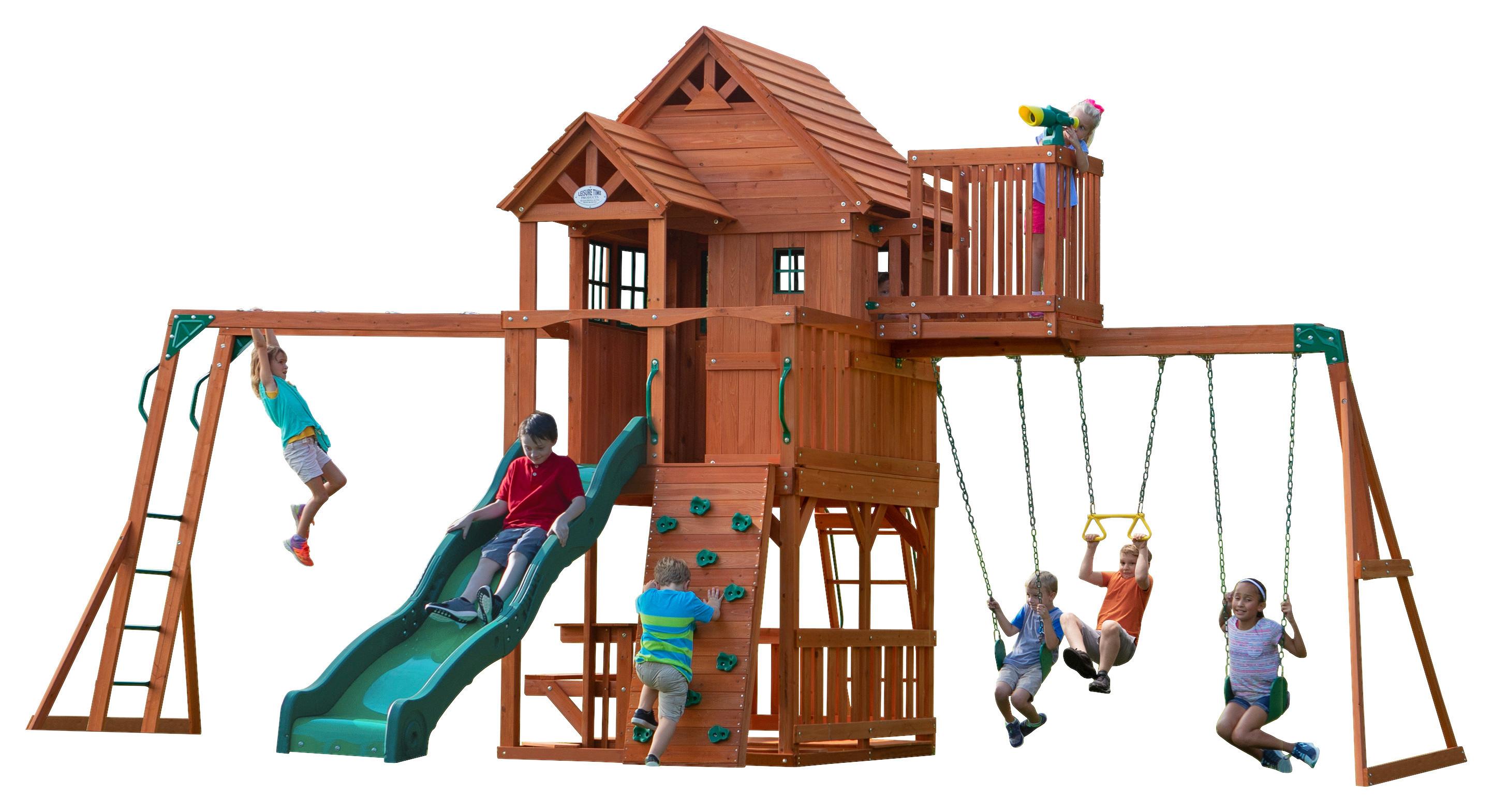 Spielturm Skyfort Ii - Braun/Grün, KONVENTIONELL, Holz (670/380/510cm) - Ambia Garden