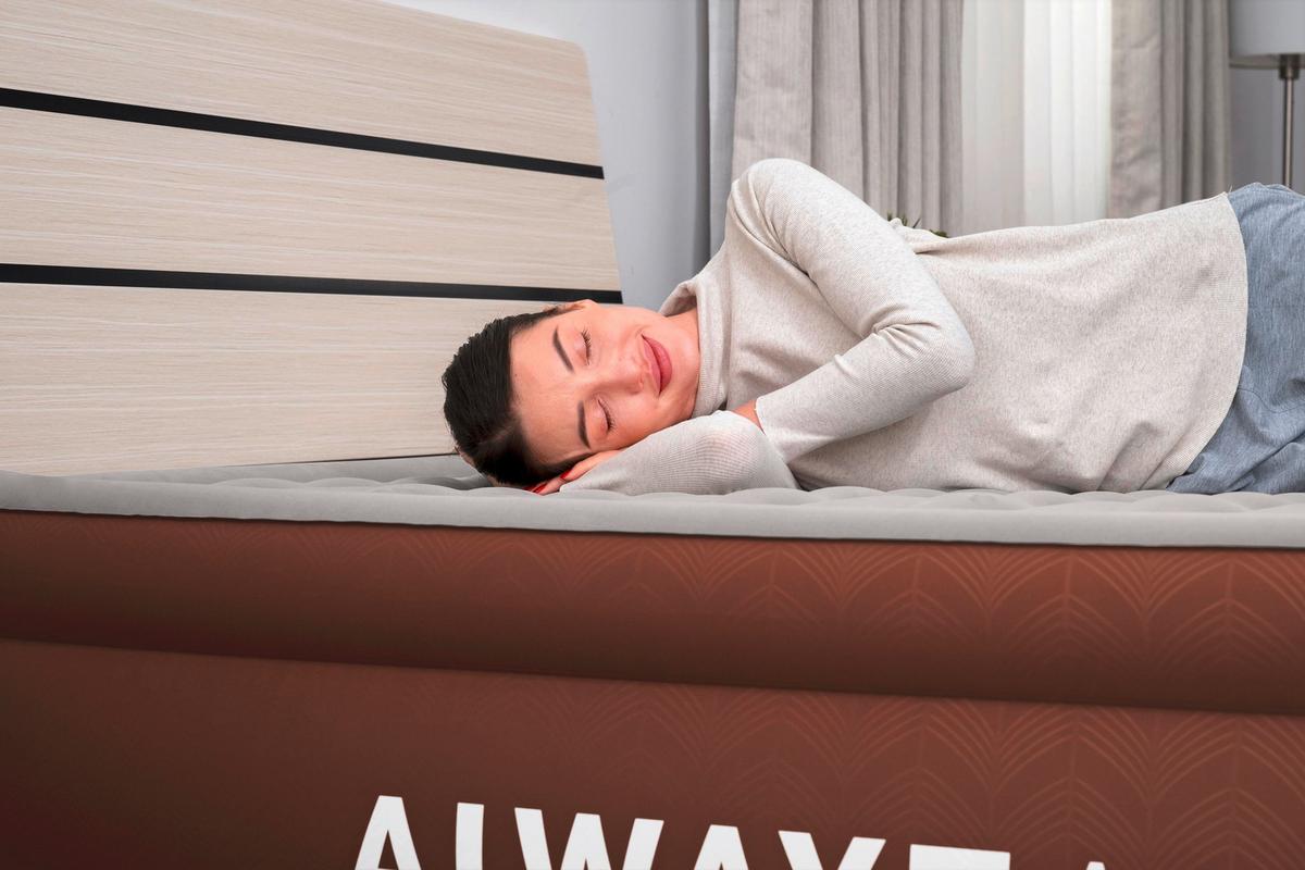 Luftbett Anastasia 203x152x51 Cm Bis 350kg, Inkl. Pumpe - Braun/Grau, KONVENTIONELL, Kunststoff/Metall (203/152/51cm) - Bestway