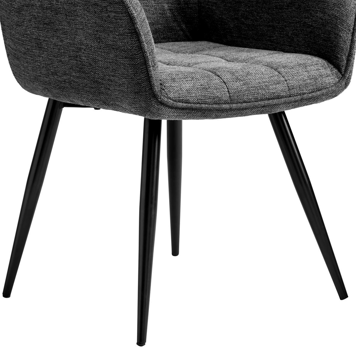 Armlehnstuhl Leicester - Schwarz/Grau, LIFESTYLE, Textil/Metall (57/84/60cm) - MID.YOU