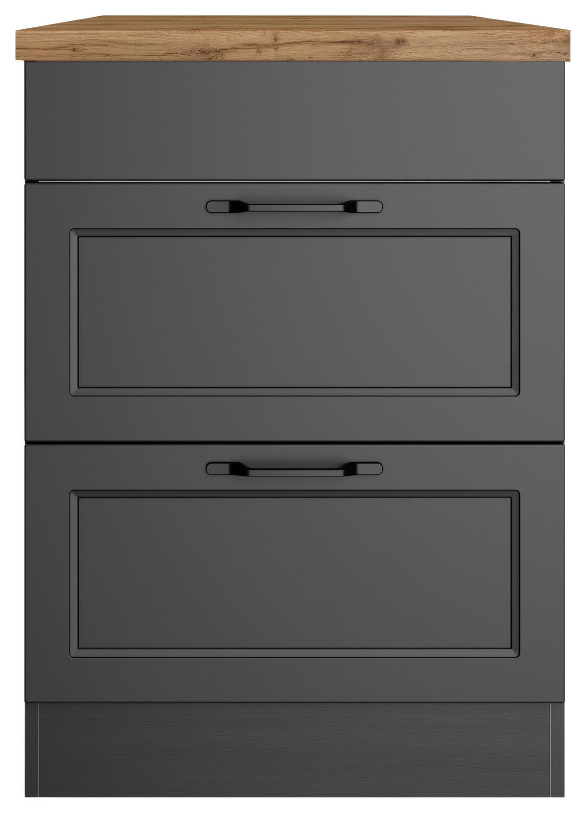 Kochfeldumbauschrank Meran B: 60 cm Grau/Eiche Dekor - Eiche Wotan/Grau, LIFESTYLE, Holzwerkstoff (60/86/60cm) - Held