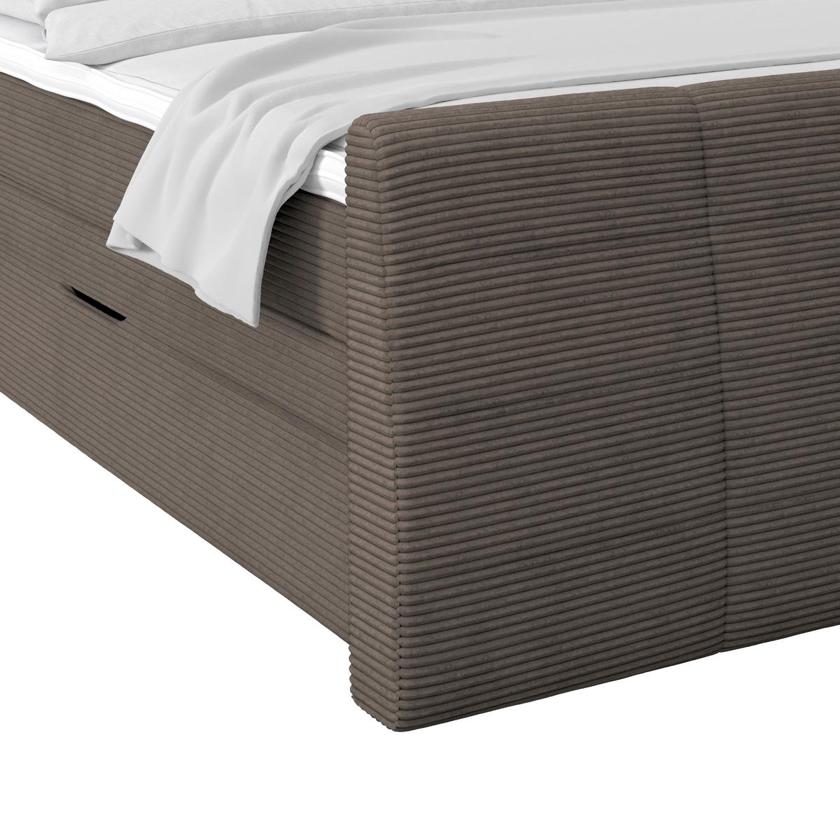Boxspringbett Libra - Dunkelbraun/Schwarz, KONVENTIONELL, Textil (160/200cm)