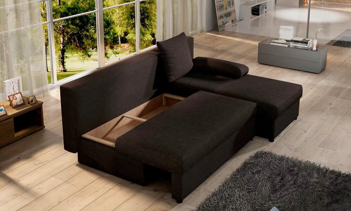 Ecksofa Gino Dunkelbraun S: 201x143 Cm - Dunkelbraun/Schwarz, Design, Textil (201/143cm) - MID.YOU