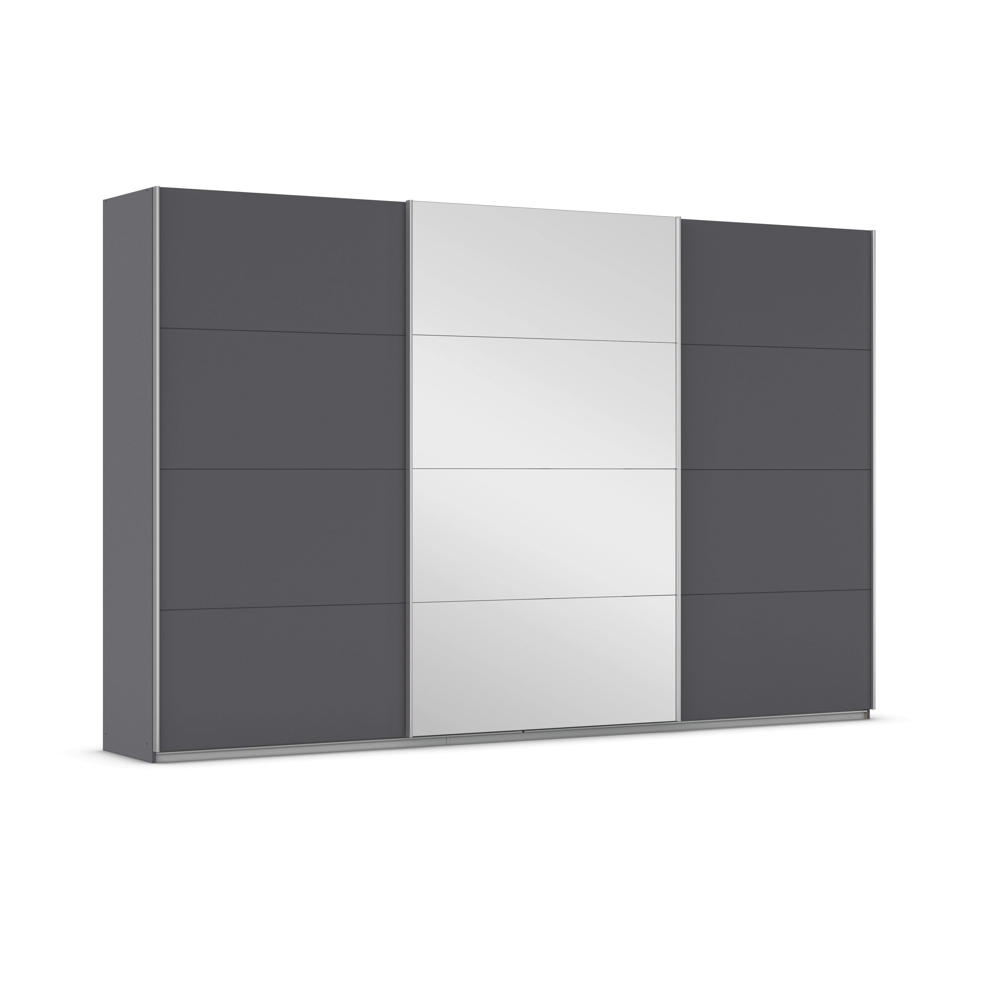 Schwebetürenschrank m. Spiegel 361cm Miami, Grau