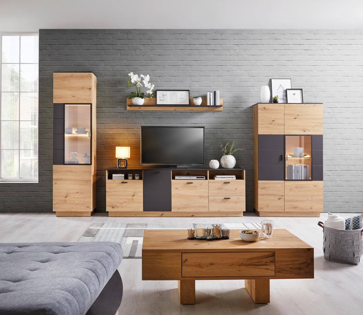 Wandboard Tonale B: 107 Cm Artisan Eiche/grau - Eichefarben/Grau, MODERN, Holzwerkstoff (107/19/21,6cm)
