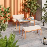 Loungegarnitur Göteborg - Dunkelgrau/Beige, MODERN, Glas/Textil - Beldano