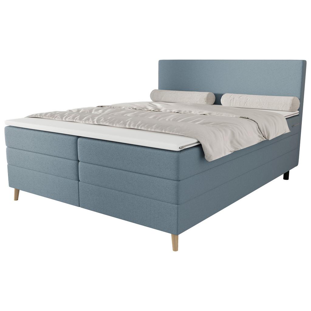 Boxspringbett mit Topper Taro blaugrau, 160x200cm