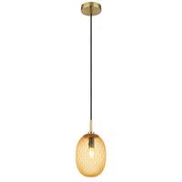 Hängeleuchte 15899h - Goldfarben/Schwarz, Basics, Glas/Textil (15/120cm) - Globo