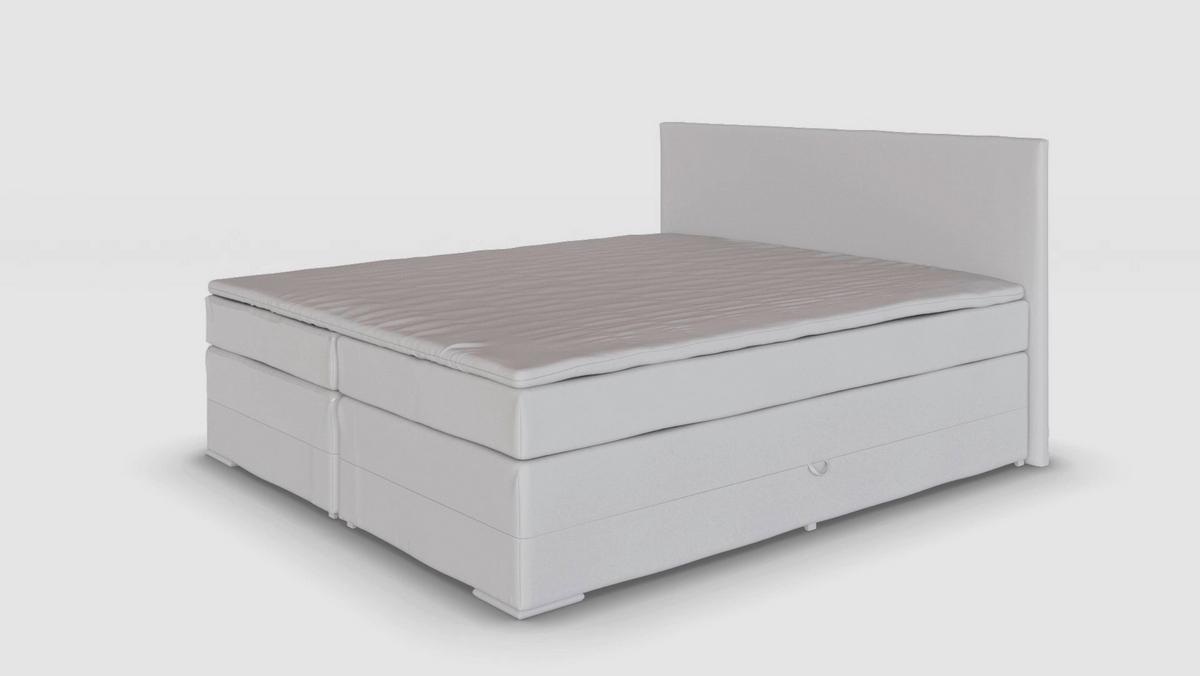 Boxspringbett mit Topper und Bettkasten 140x200 cm Messina - Chromfarben/Hellgrau, KONVENTIONELL, Textil (140/200cm)