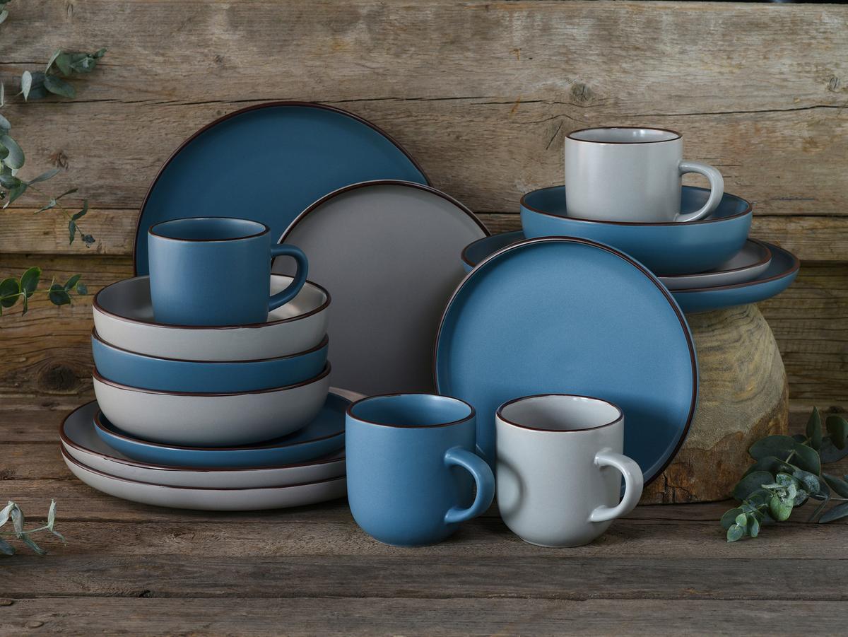 Kombinovaná souprava 16- dílna - modrá/béžová, Basics, keramika (29,5/28,5/28cm) - Creatable