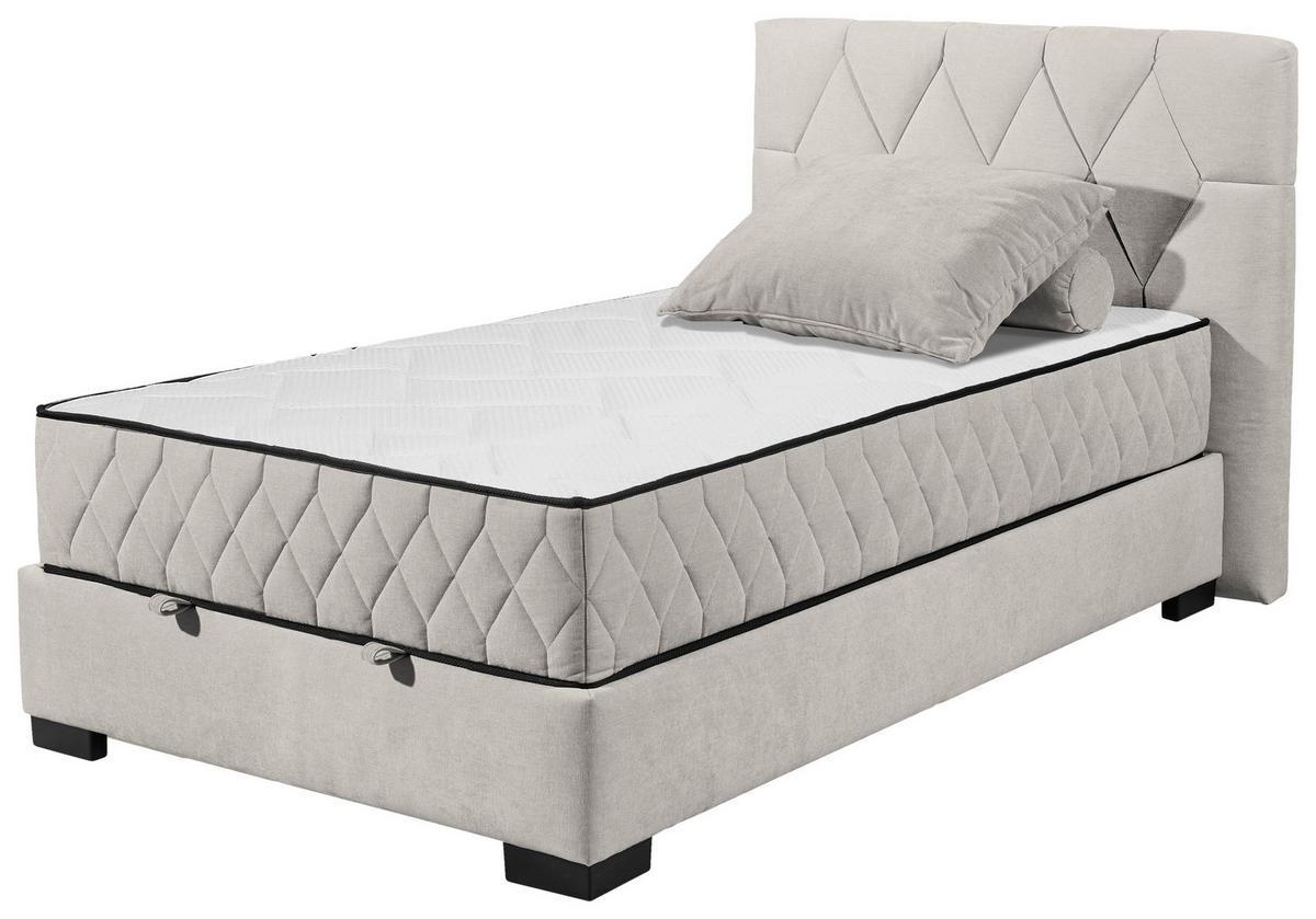 Boxbett Mit Bettkasten 120x200 Nagol - Beige/Schwarz, MODERN, Holzwerkstoff/Textil (120/200cm) - MID.YOU