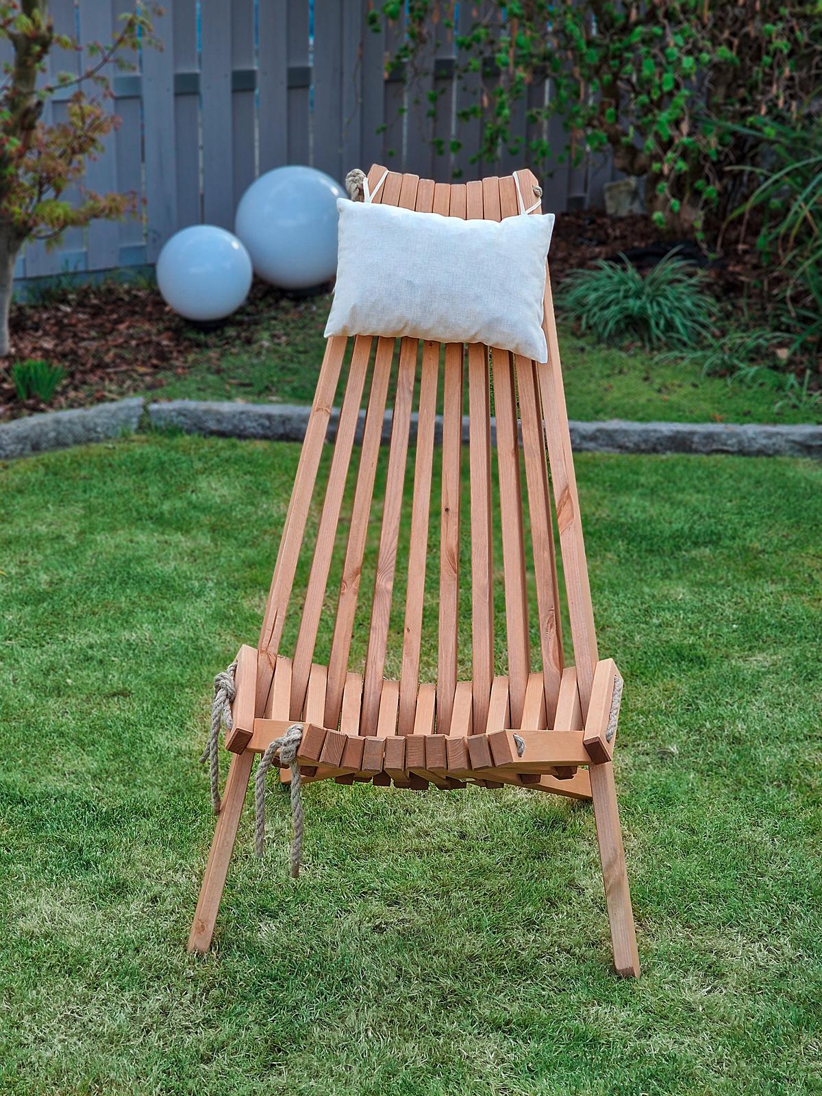 Garten-relaxsessel Falun Holz Klappbar, Mit Zierkissen - Braun, MODERN, Holz/Textil (69/104/93cm) - Gardenson