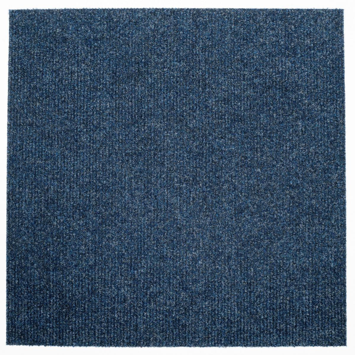 Teppichfliese Blau Solid Rib 50x50 cm Florhöhe 2,5 mm - Basics, Textil (50/50cm)