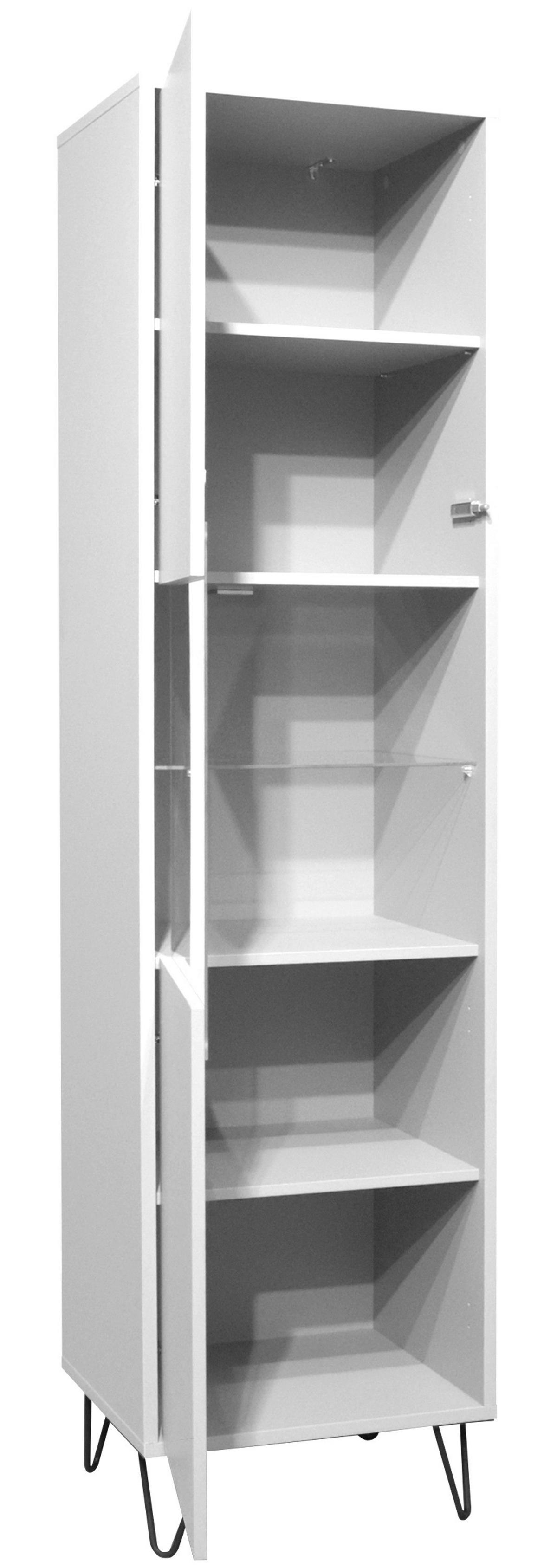 Vitrína BOUNTY - bílá/černá, Moderní, kov/kompozitní dřevo (51/197/45cm) - Mömax