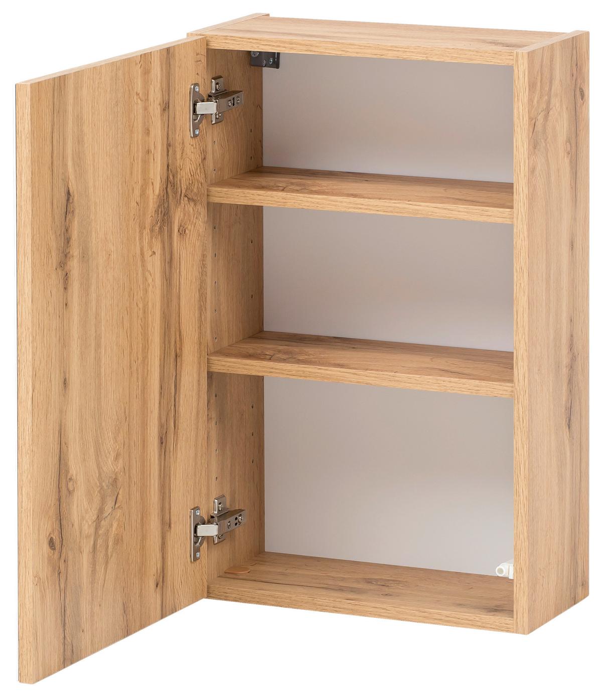 Badmöbel-Set 6-Tlg. inkl. LED Helsinki 160cm Weiß/Eiche - Eichefarben/Weiß, KONVENTIONELL, Glas/Holzwerkstoff (160cm) - Held