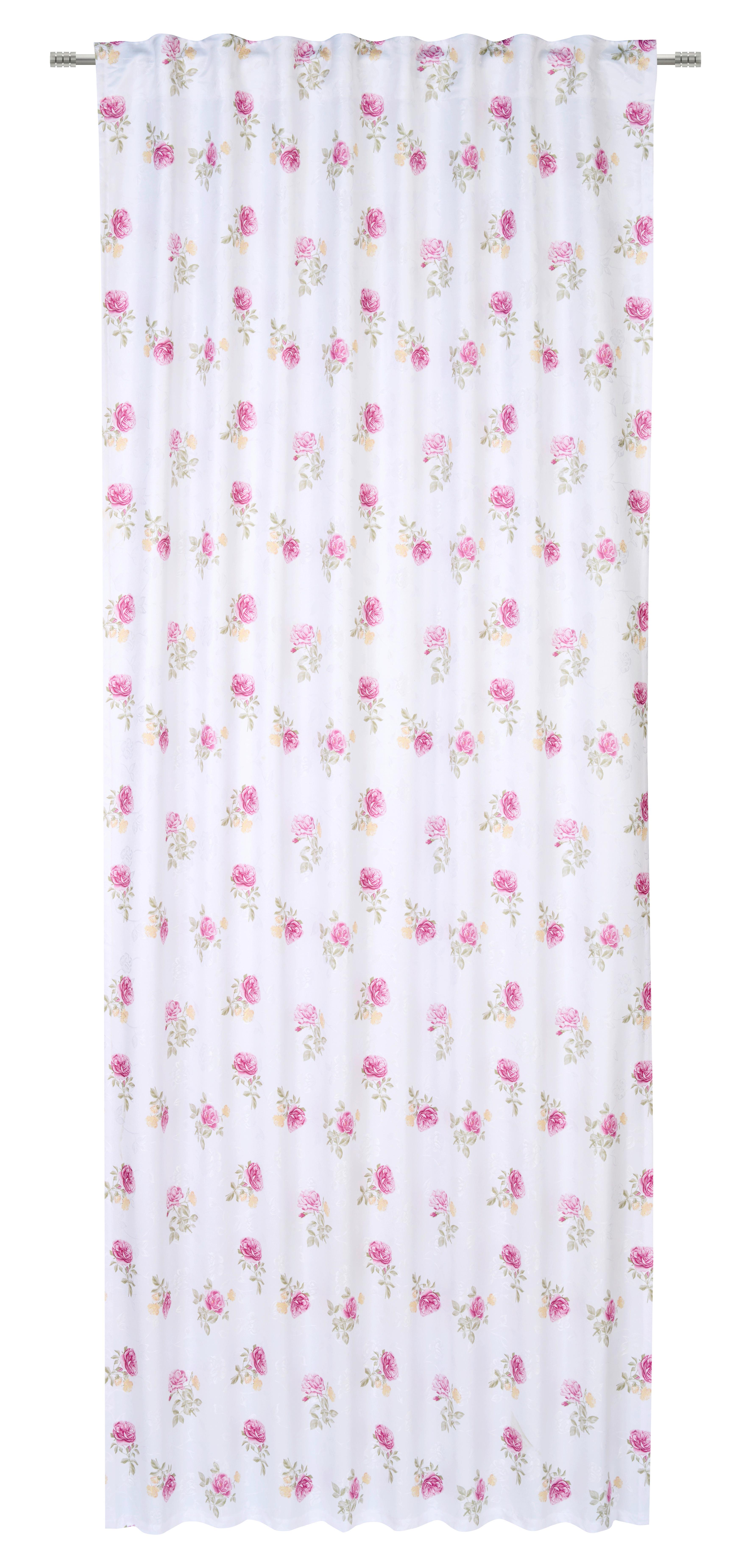 Fertigvorhang Laura - Altrosa/Weiß, ROMANTIK / LANDHAUS, Textil (140/245cm) - James Wood