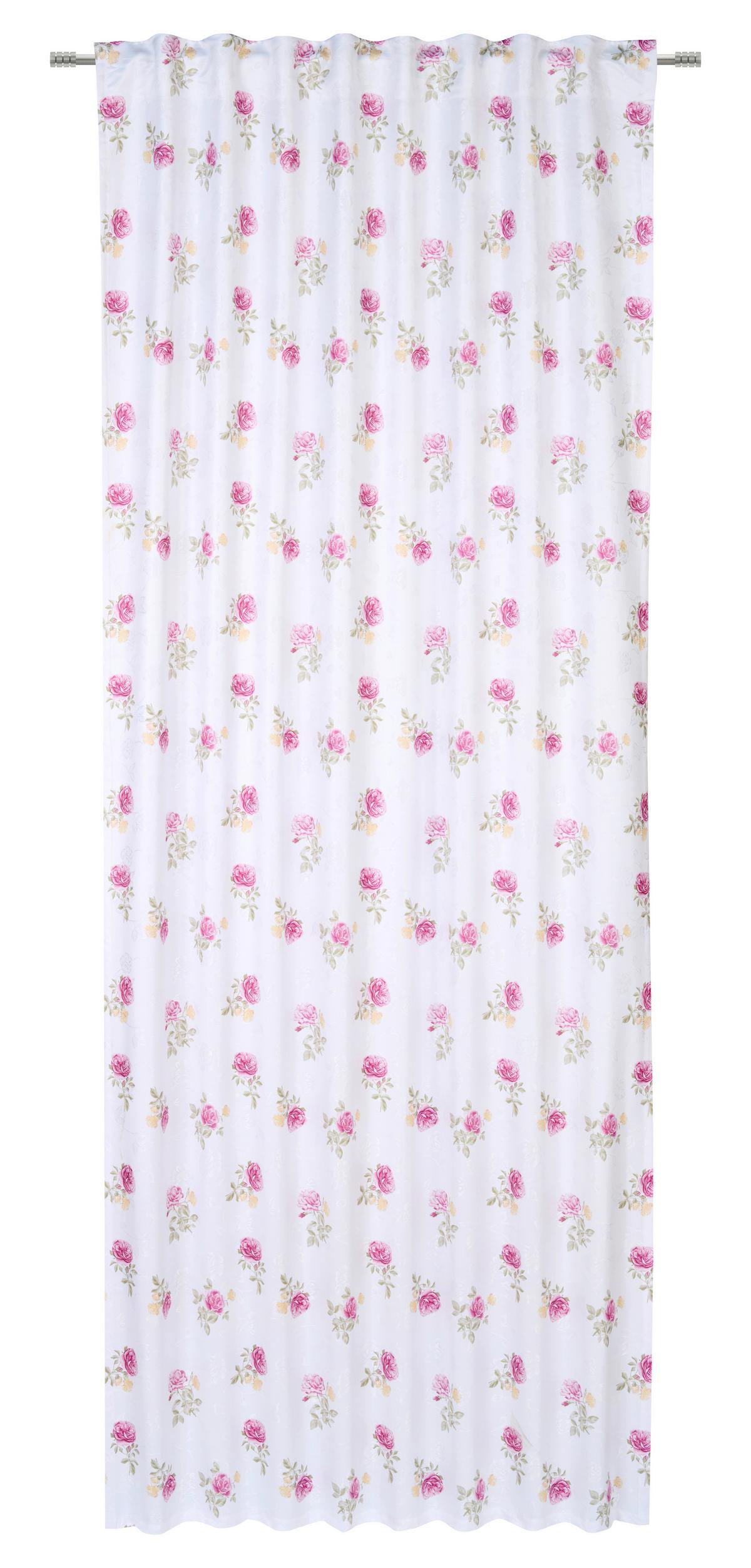 Készfüggöny Laura Kb. 140/245cm - fáradt rózsaszín/fehér, Romantik / Landhaus, textil (140/245cm) - James Wood