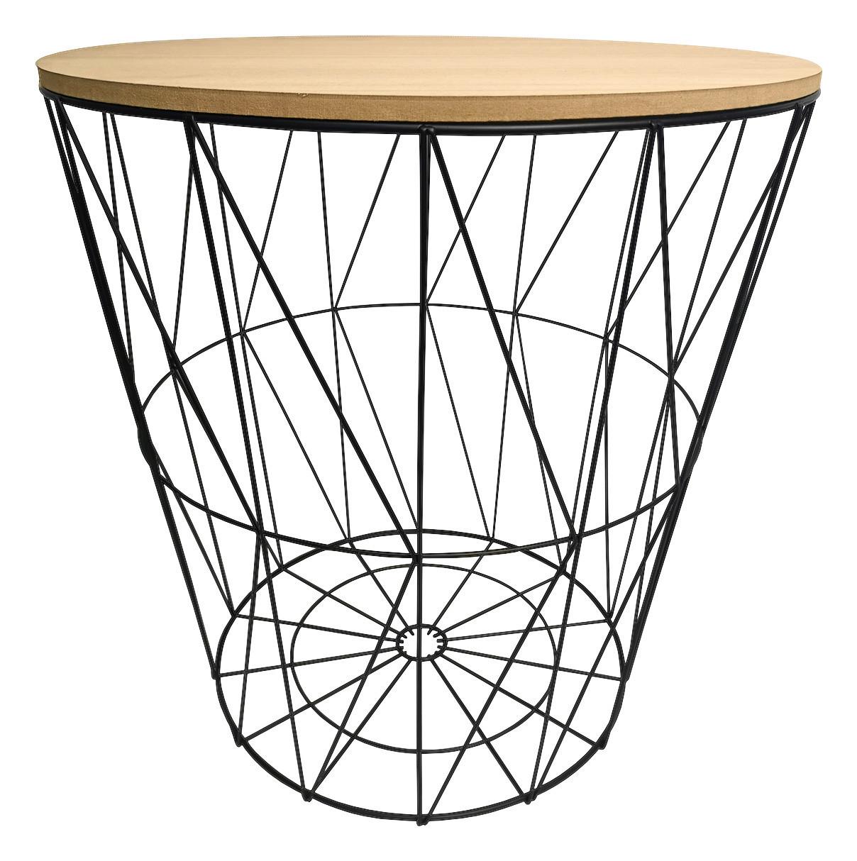 Beistelltisch mit Abnehmbarer Tischplatte Tom Natur/Metall - Schwarz/Naturfarben, MODERN, Holzwerkstoff/Metall (35,5/39/35,5cm) - Homezone