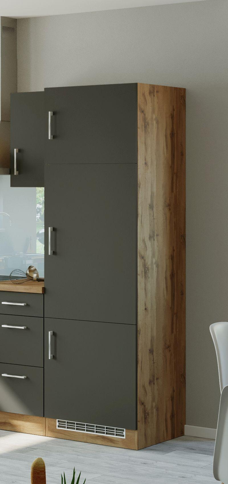 Kühlschrank-Umbauschrank B: 60 cm Anthrazit - Anthrazit, MODERN, Holzwerkstoff (60/200/60cm) - Held