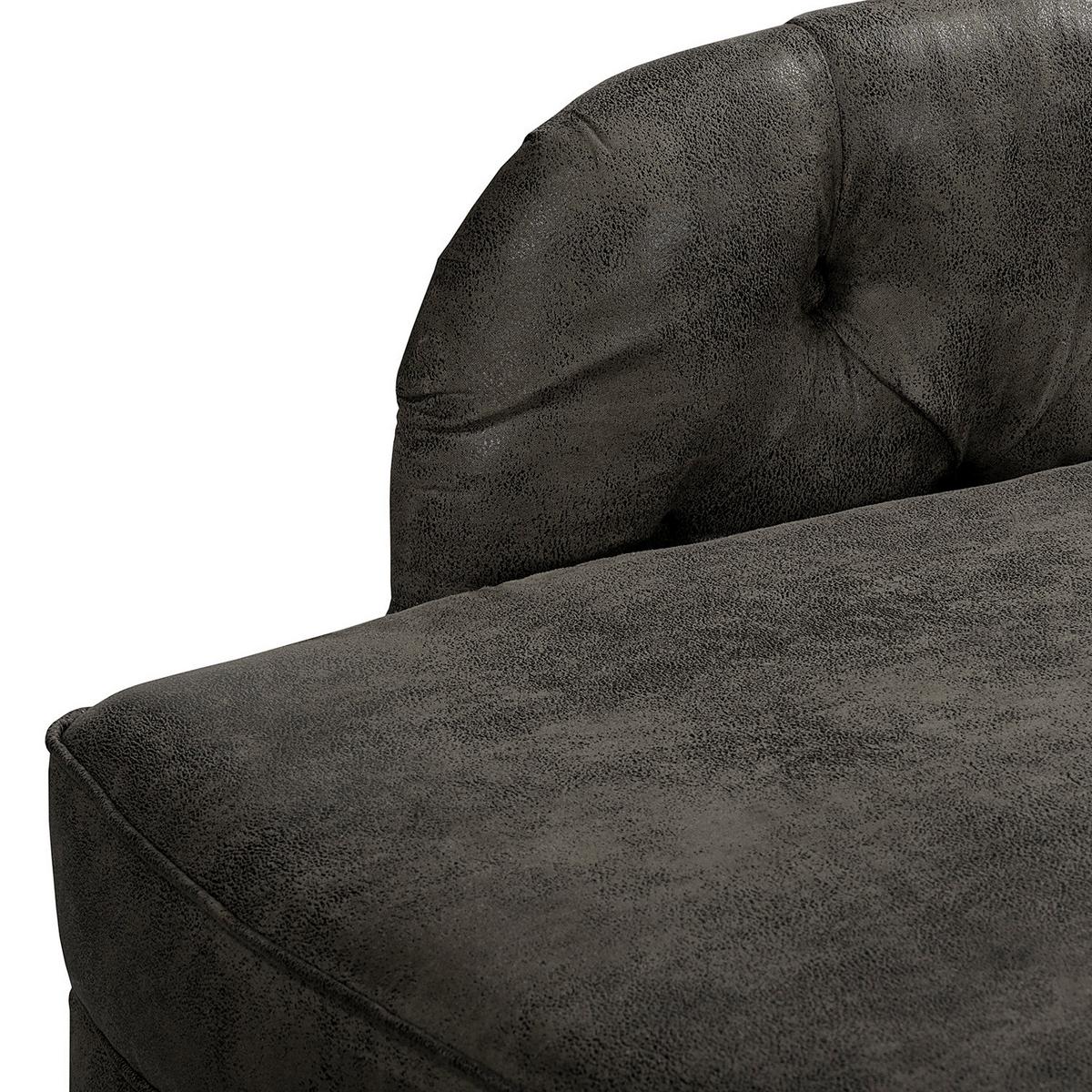 Récamiere Pako Anthrazit B: 185cm - Anthrazit/Braun, Design, Textil (185/93/75cm) - Livetastic