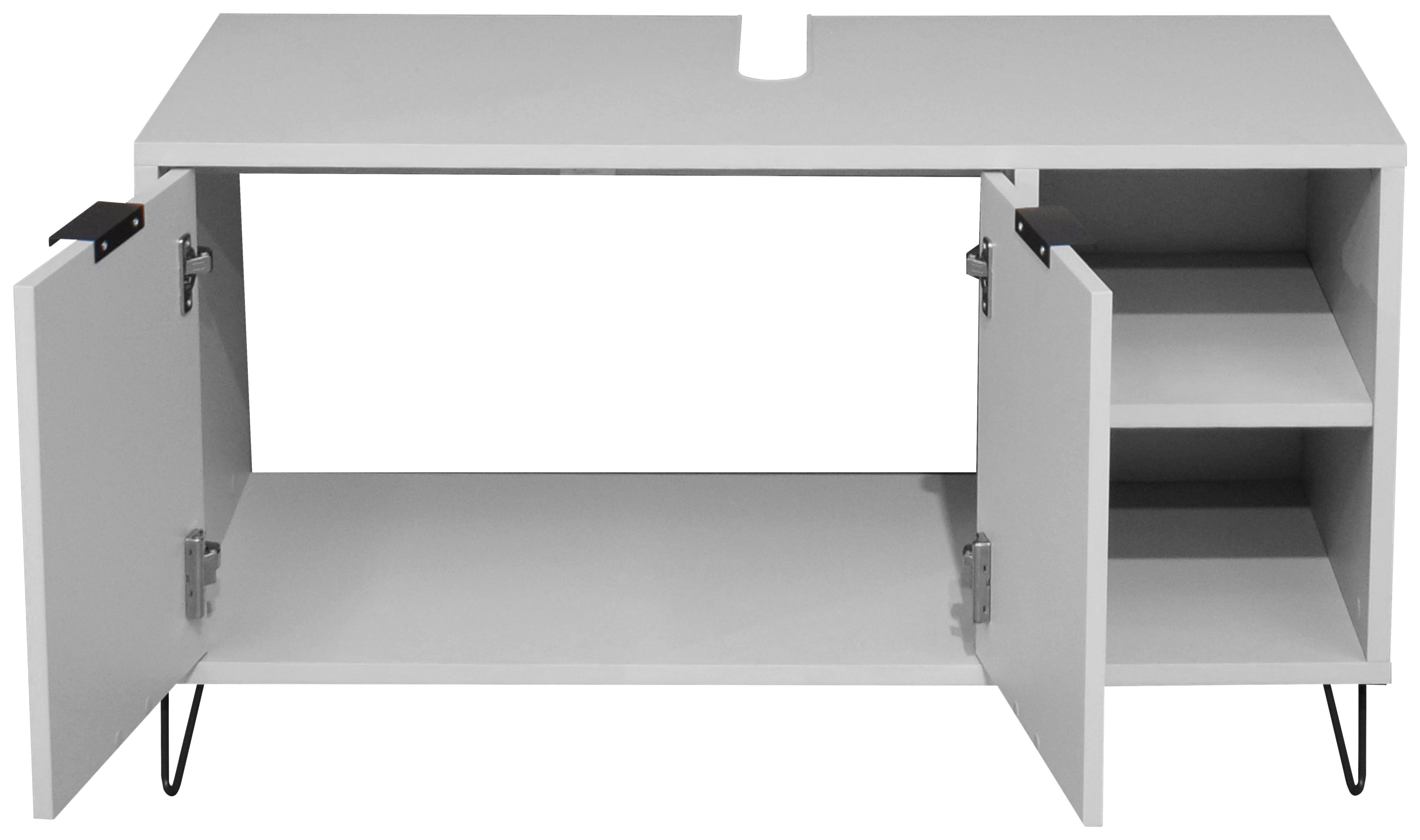 Waschbeckenunterschrank Bonnie Grau, B: 71 cm - Schwarz/Grau, MODERN, Holzwerkstoff (71/58/45cm) - Livetastic