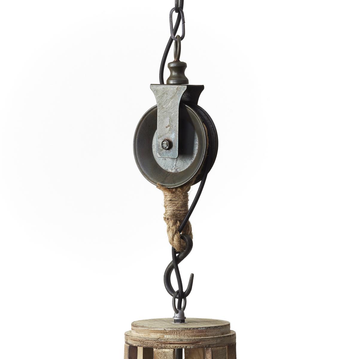 Hängeleuchte Church H: 190 cm 1-Flammig, höhenverstellbar - Hellbraun, Natur, Holz/Metall (43/190cm) - Brilliant