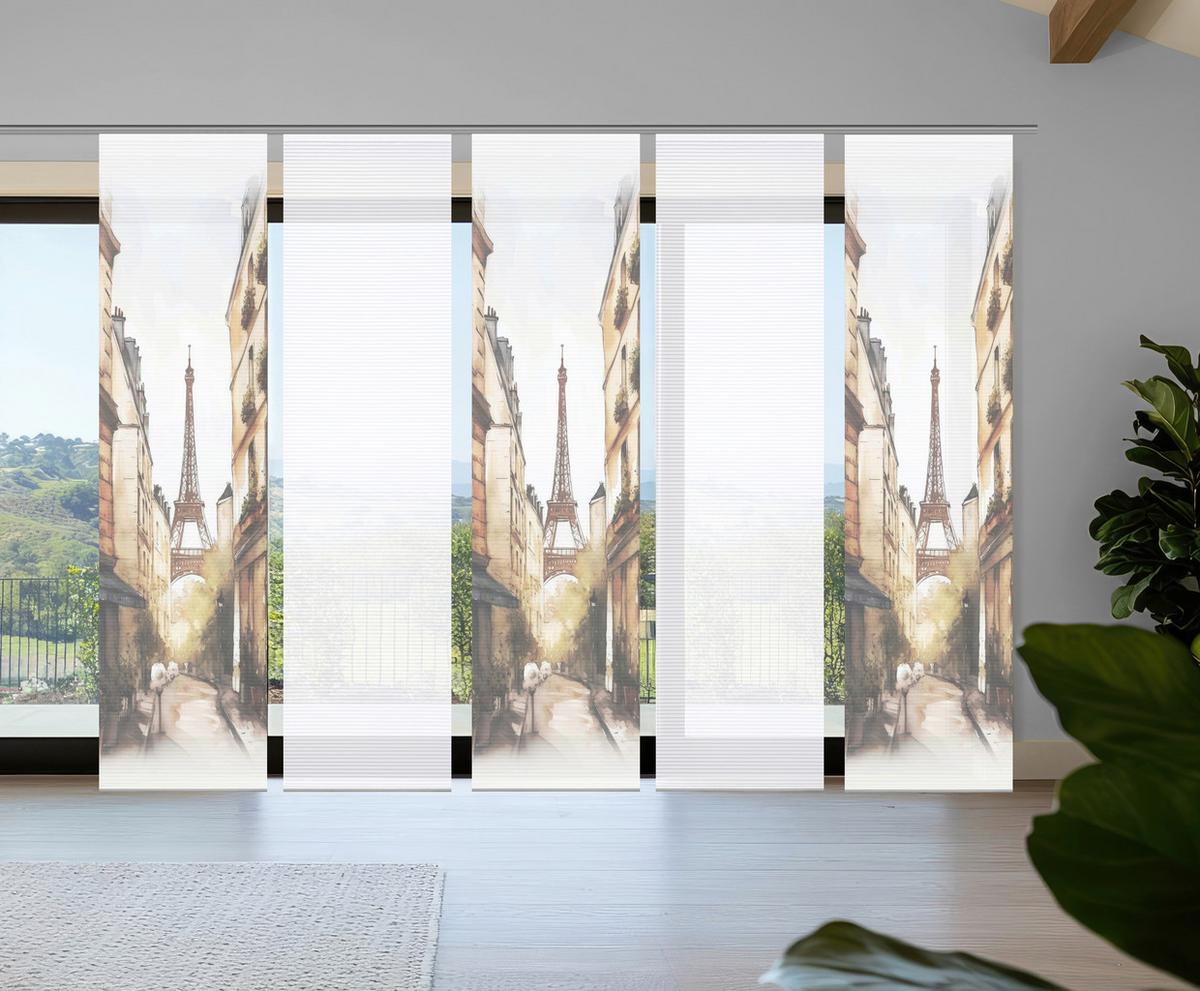 Flächenvorhang Francq 5er Set - Naturfarben/Weiß, LIFESTYLE, Textil (60/245cm)