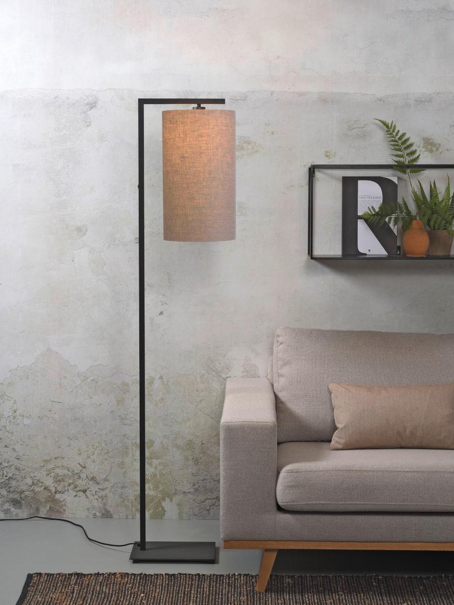 Stehlampe Boston Schwarz/ Dunkelbeige 1-Flammig - Beige/Schwarz, Basics, Textil/Metall (35/160cm) - It's about Romi