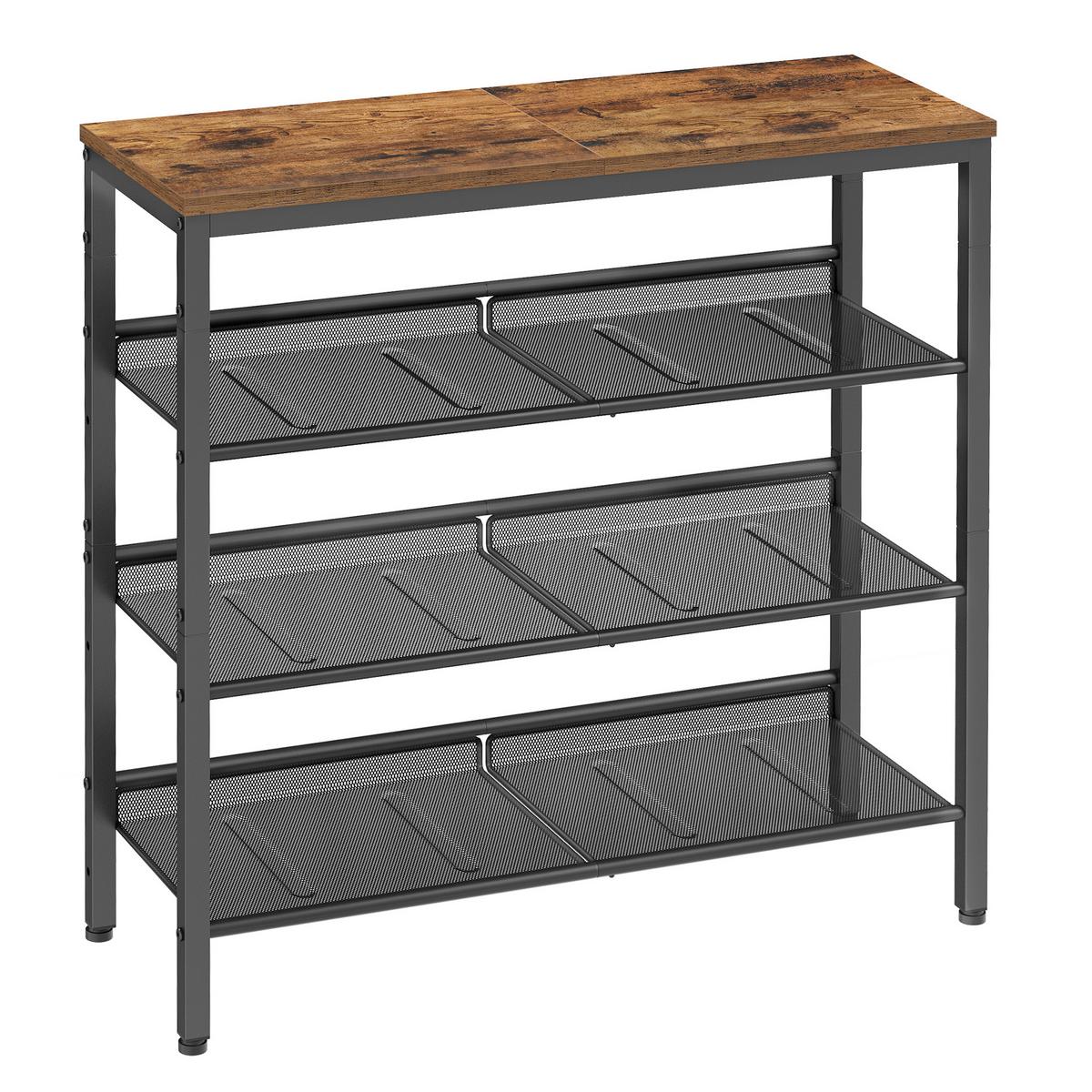 REGÁL NA TOPÁNKY KOMBINÁCIA: HNEDÁ/ČIERNA - hnedá/čierna, Modern, kov/kompozitné drevo (75/73/30cm) - MID.YOU