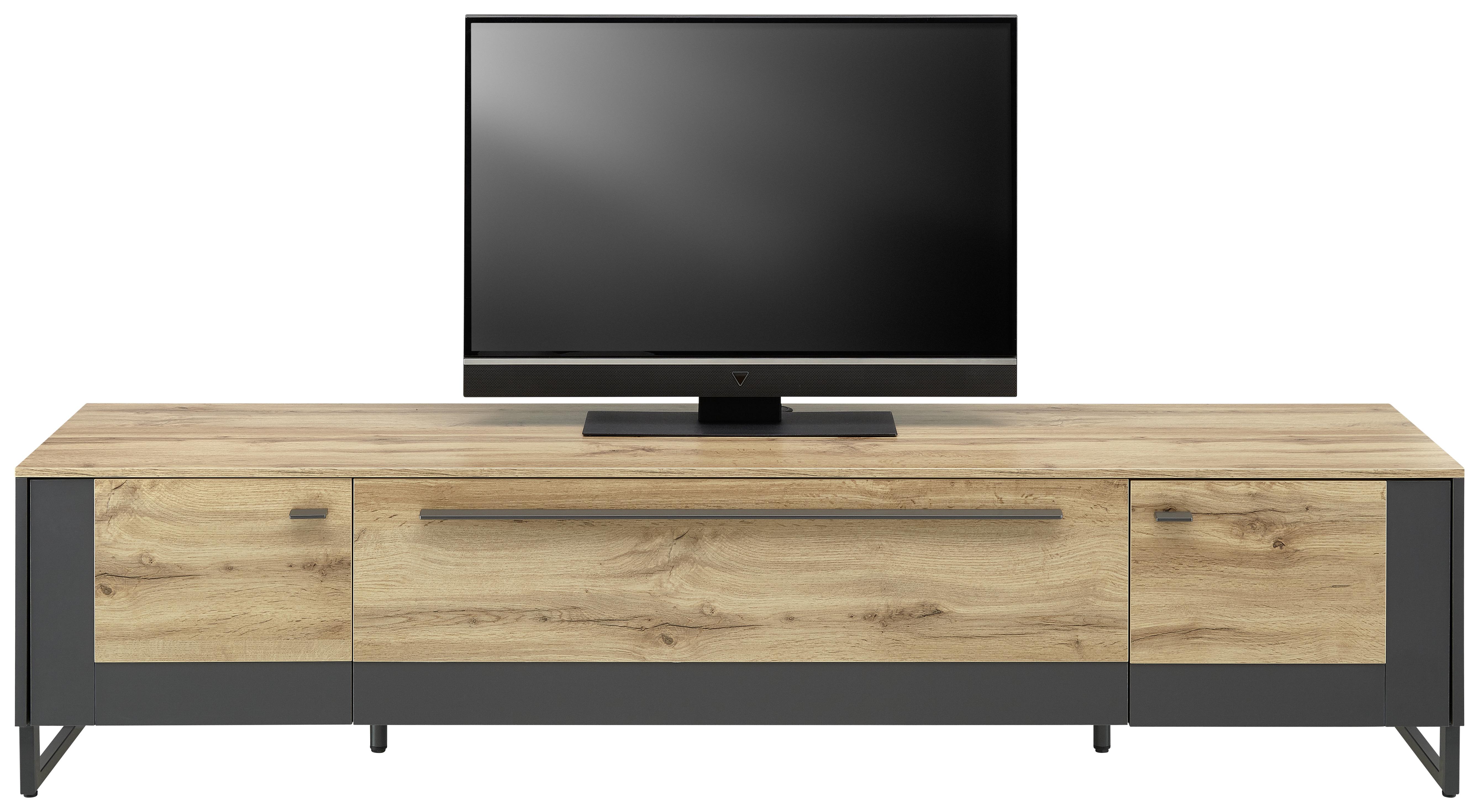 Tv Diel Skagen - čierna/farby duba, Moderný, kov/kompozitné drevo (197/47/50cm) - Premium Living