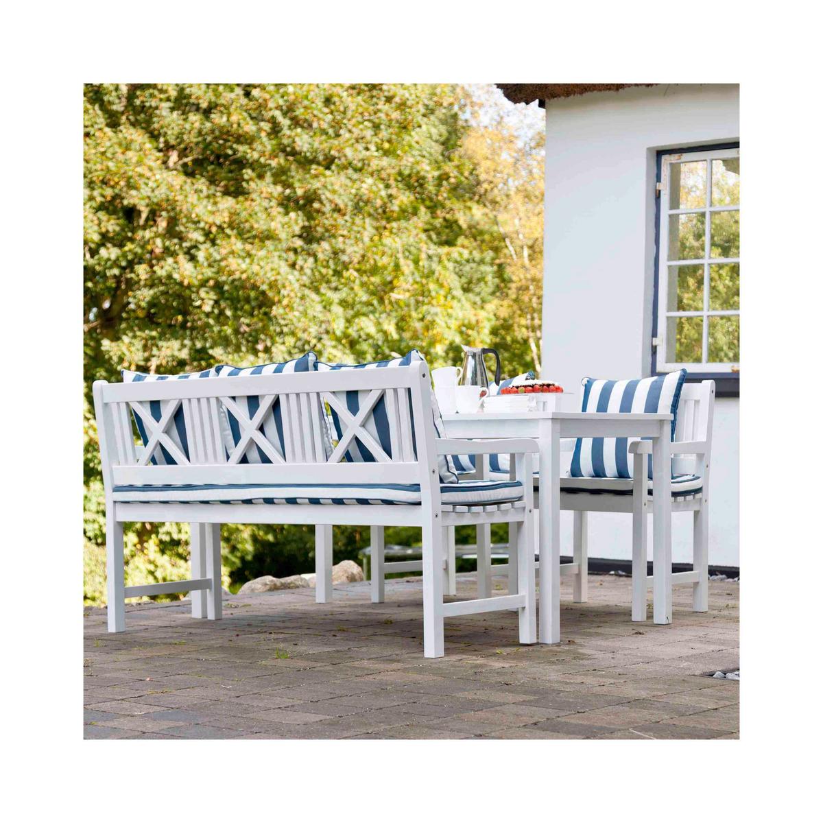 Gartentisch Rosenborg, weiß 165x80x75 cm,  Echtholz - Weiß Hochglanz, Natur, Holz (165/80/75cm) - Gardenson