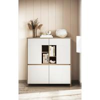 Highboard Stranda Weiß/Eiche B: 111cm - Eichefarben/Weiß, Design, Holzwerkstoff (111/125/39cm) - MID.YOU
