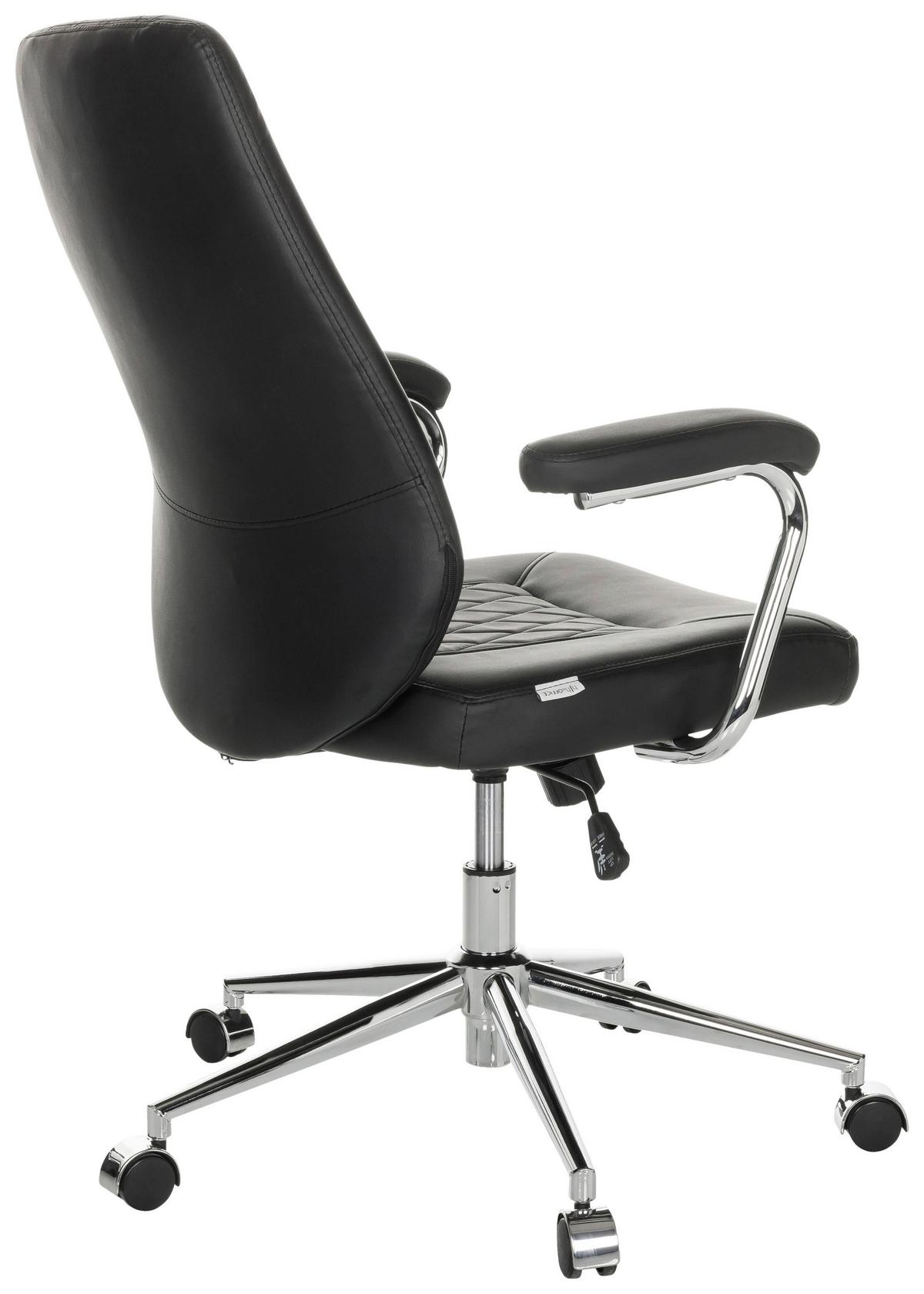 Drehstuhl Theo I - Silberfarben/Schwarz, Basics, Leder/Kunststoff (68/96-103/68cm) - MID.YOU