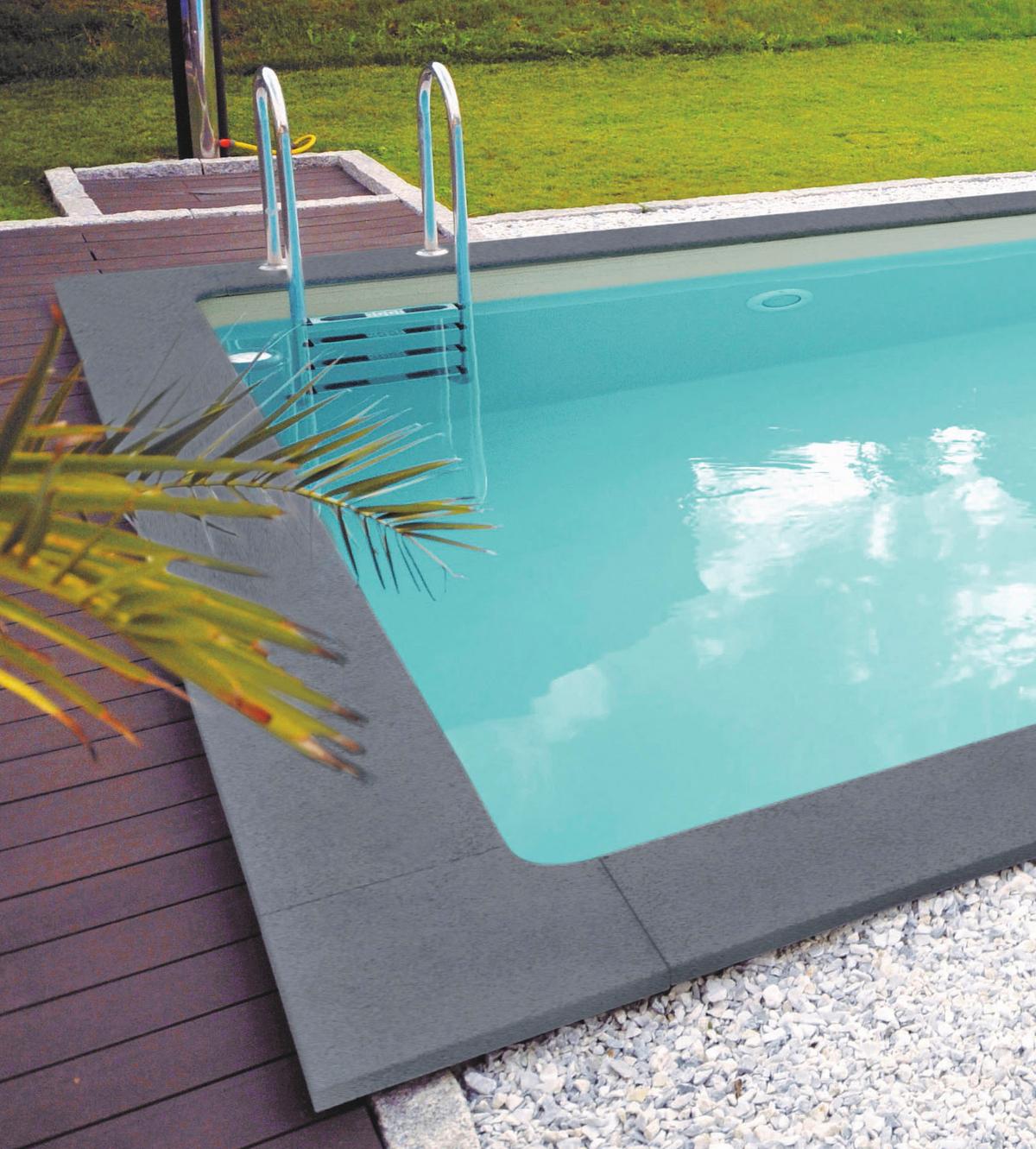 Styroporpool Rechteckig Kwad Pool mit Leiter L: 400 cm - Blau, Basics, Kunststoff (400/300/150cm)