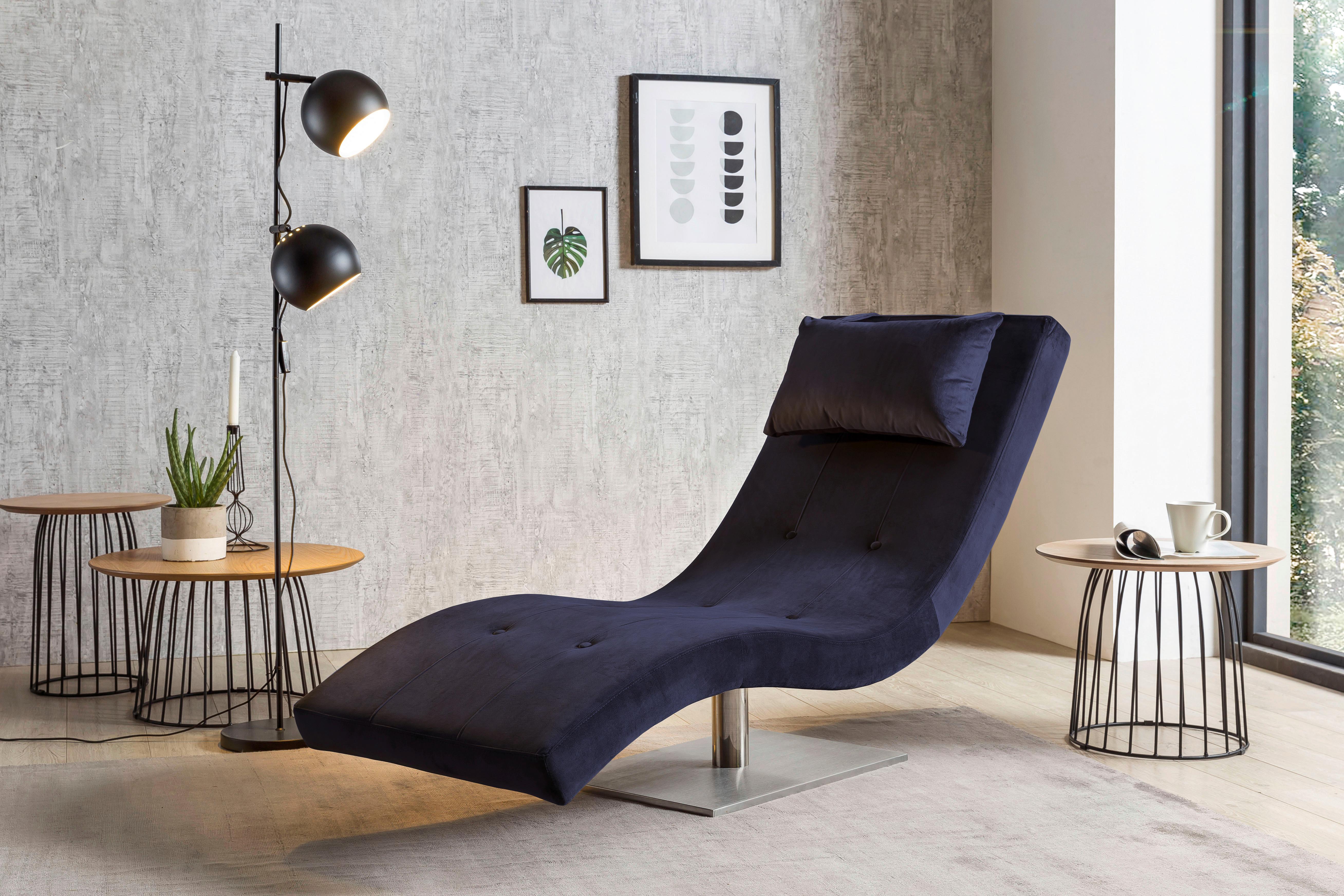 Relaxliege Blau B: 60 Cm - Blau/Silberfarben, MODERN, Textil (60/82/170cm) - Livetastic