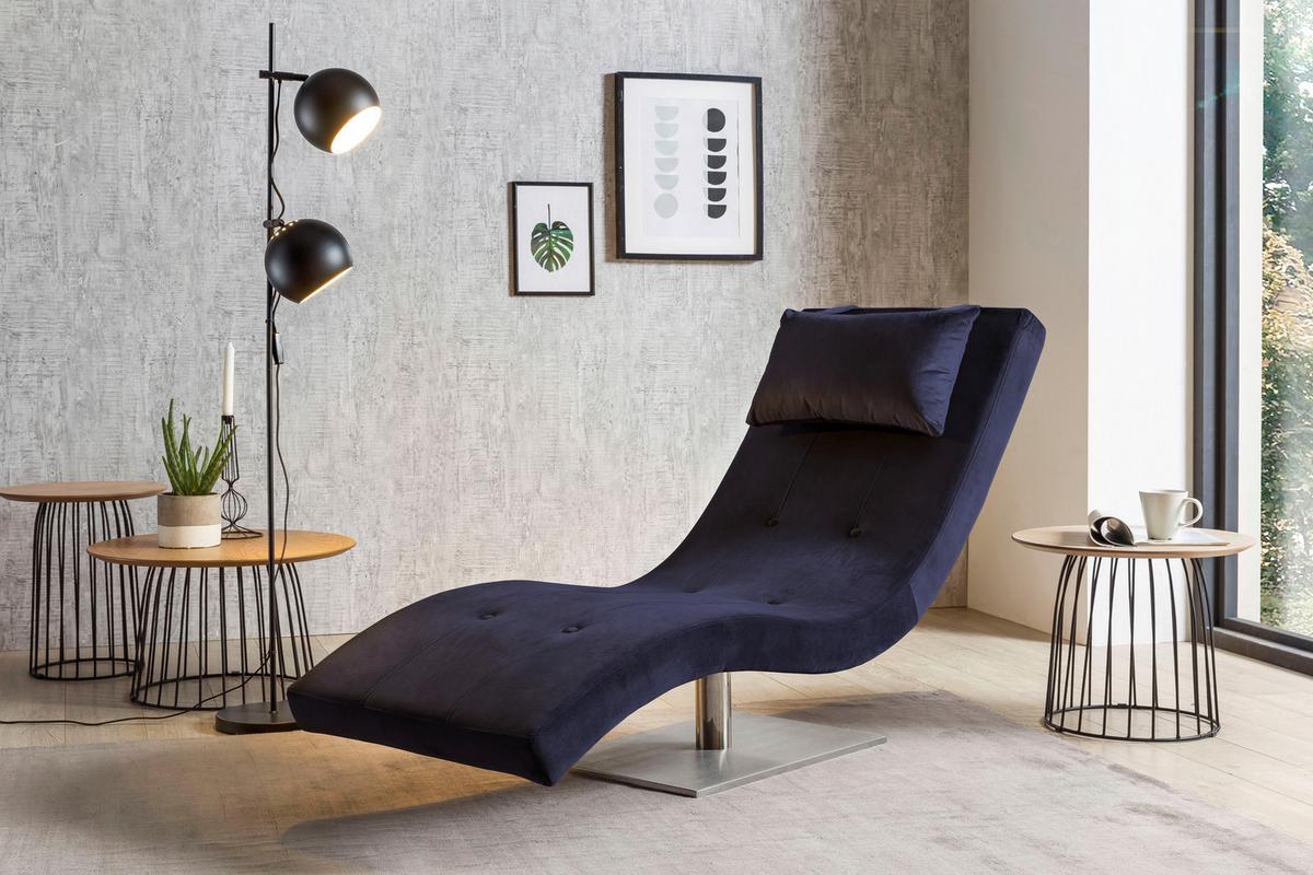 Relaxliege Blau B: 60 Cm - Blau/Silberfarben, MODERN, Textil (60/82/170cm) - Livetastic