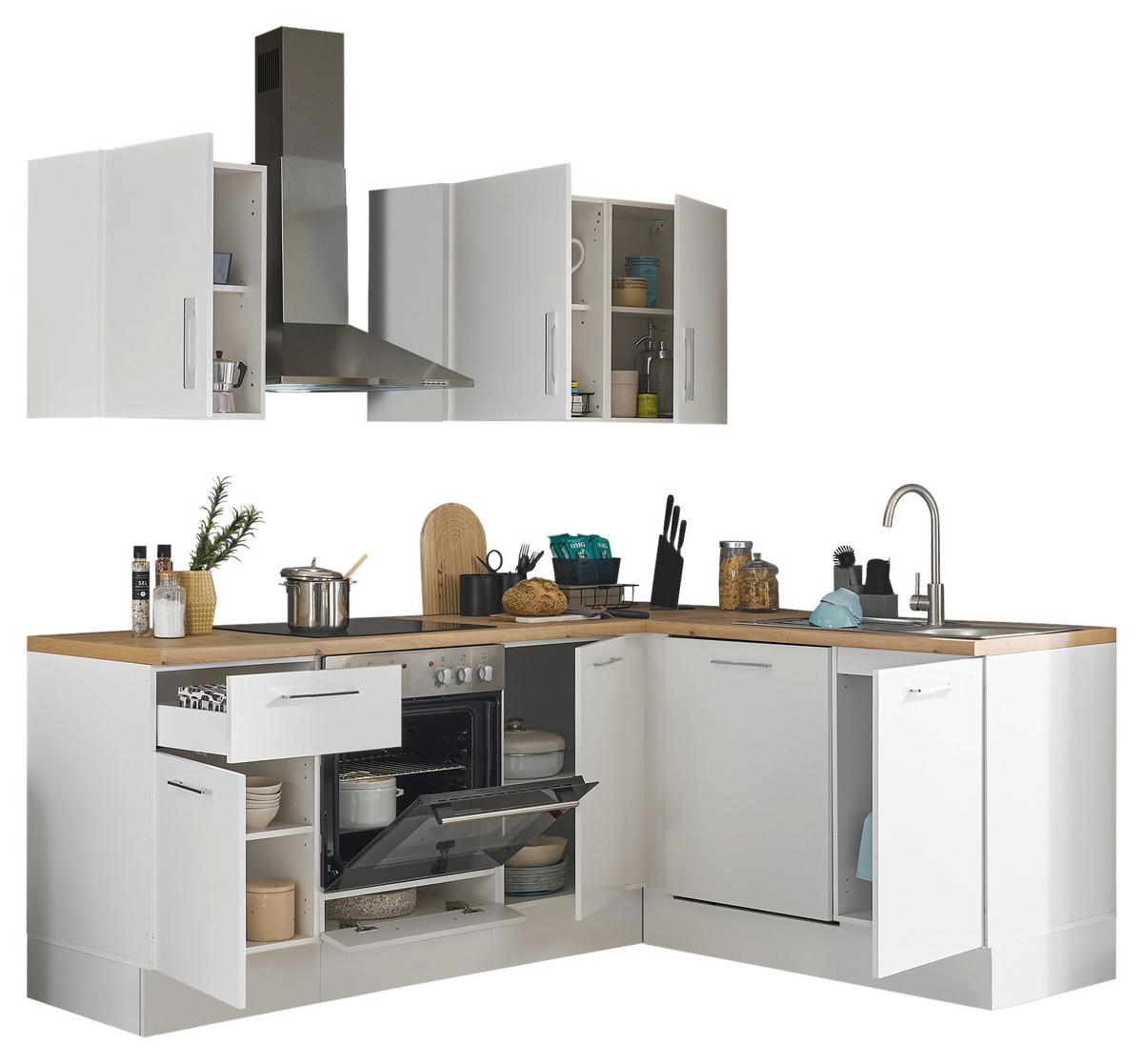 Eckküche Turin Weiß/Eiche Dekor 220x175 cm - Weiß/Eiche Artisan, Basics, Holzwerkstoff (220/175cm) - MID.YOU