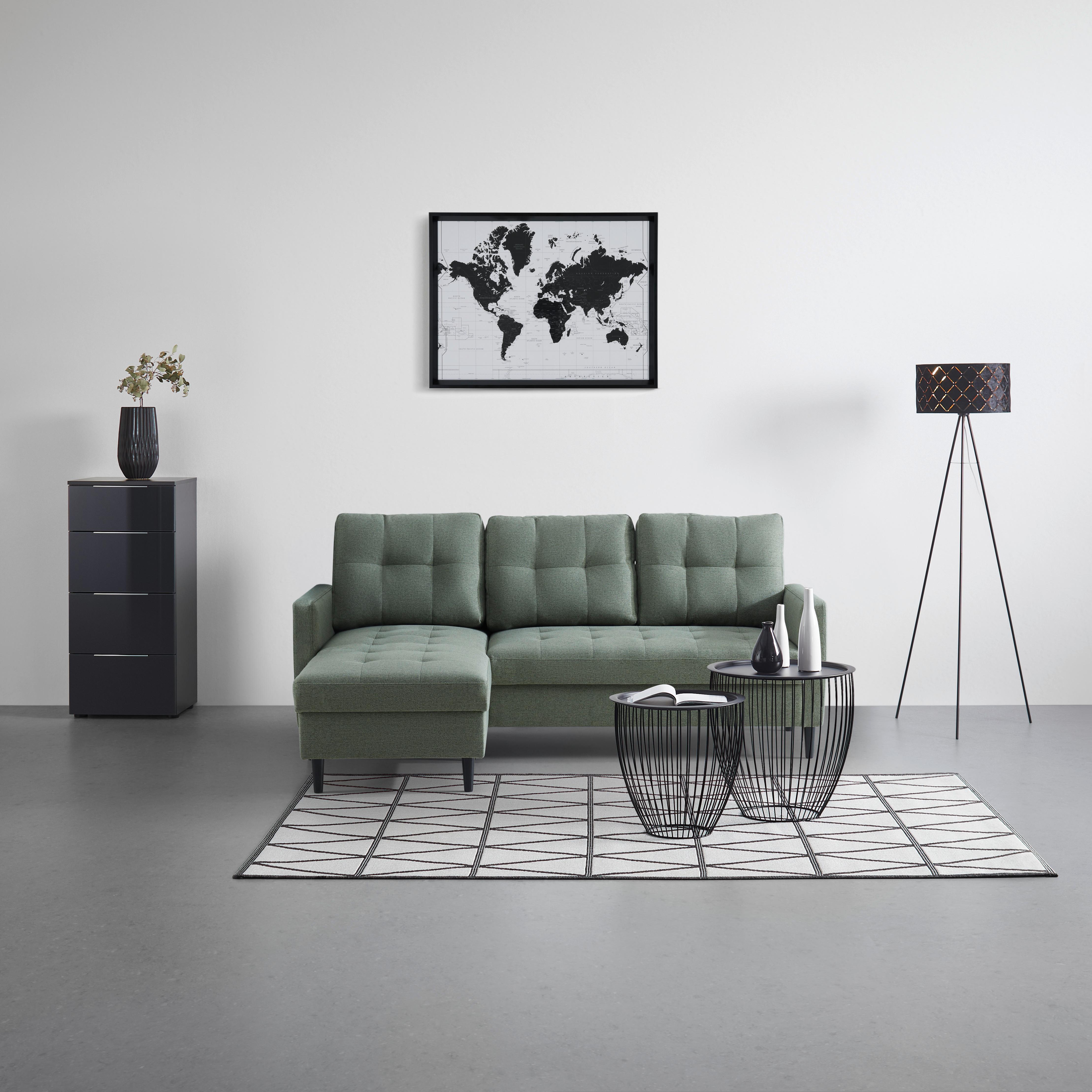 Sedacia súprava BERGEN, obojstranná, mätovozelená - mätovozelená, Modern, kov/drevo (192/82/138cm) - Based