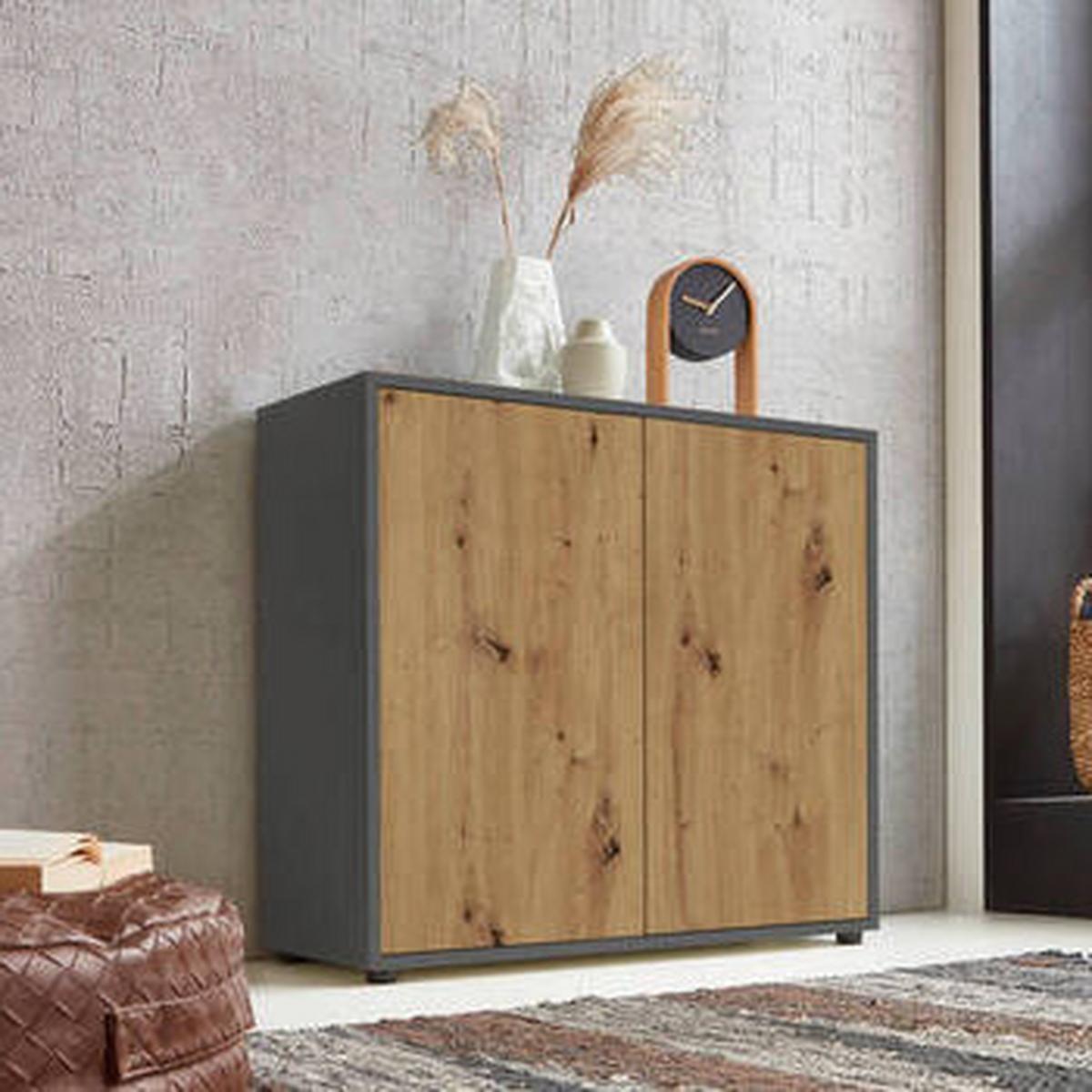 Kommode 79 Cm Mailand, Anthrazit - Anthrazit/Schwarz, MODERN, Holzwerkstoff (79/73/33cm) - MID.YOU