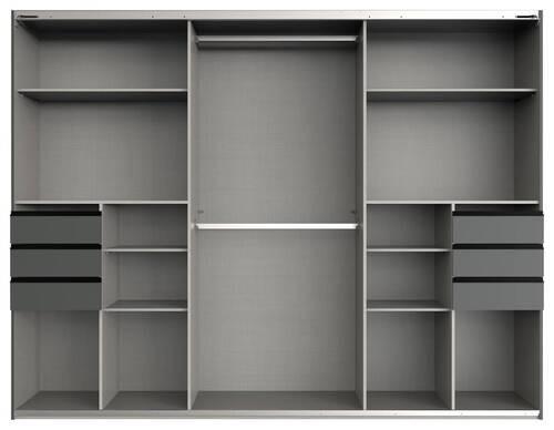 Schwebetürenschrank Mit Laden 270cm Saigon, Eiche/graphit - Eichefarben/Graphitfarben, Basics, Glas/Holzwerkstoff (270/208/64cm) - MID.YOU