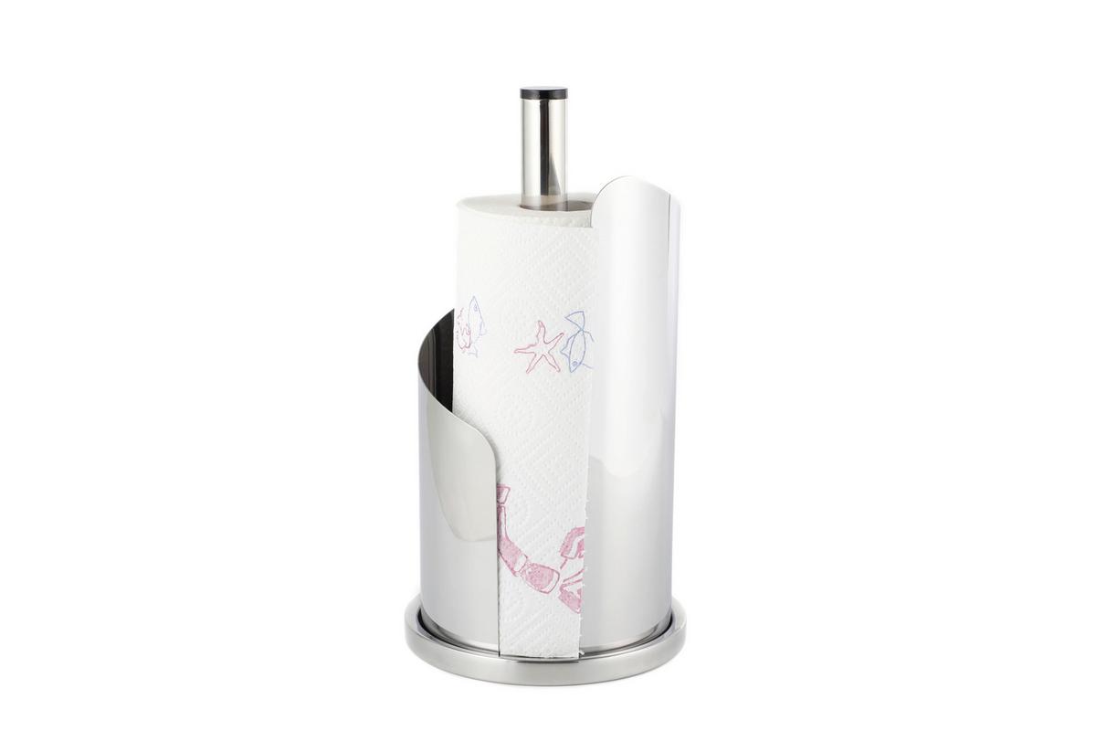 Küchenrollenhalter Edelstahl Silberfarben Rutschfest - Silberfarben, Basics, Metall (15,5/33cm) - Echtwerk