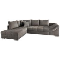 Eckschlafsofa Alvito Graubraun S: 202/298 Cm - Graubraun/Silberfarben, Design, Textil (202/298cm) - MID.YOU