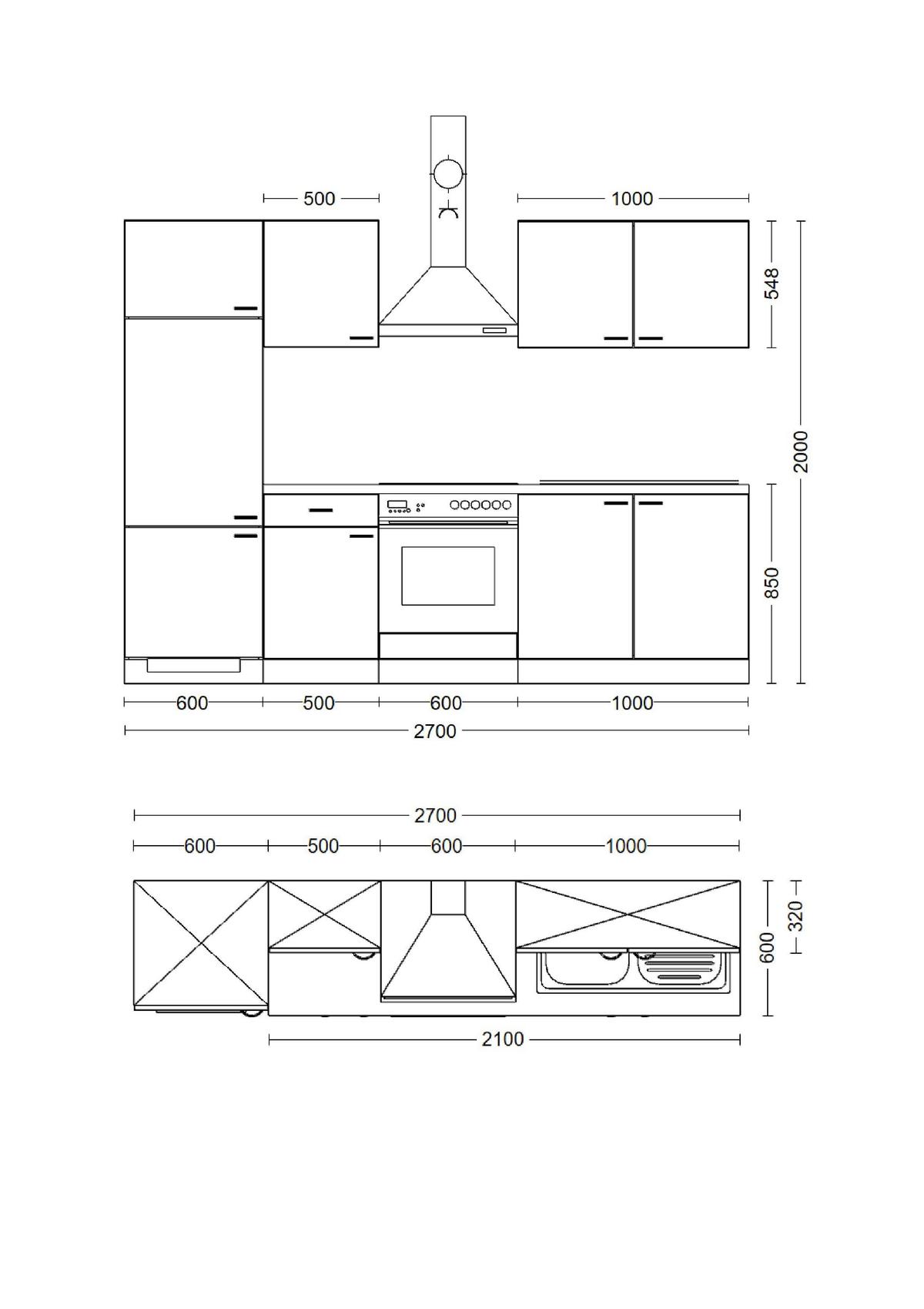 Küchenblock Samoa - Weiß/Sonoma Eiche, KONVENTIONELL, Holzwerkstoff (270/200/60cm) - FlexWell