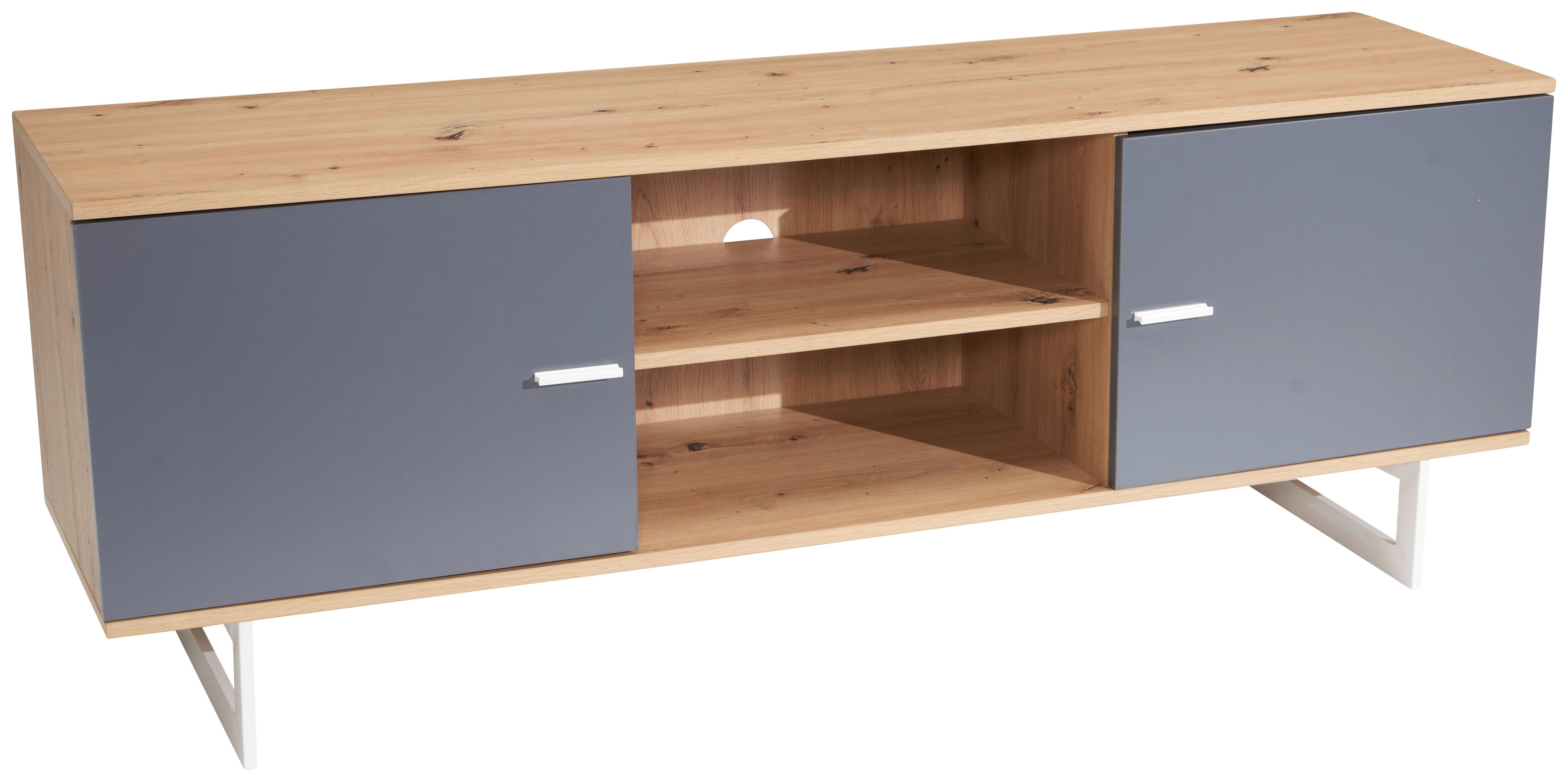 NÍZKA KOMODA WL6.824 - sivá/farba duba, Design, kov/kompozitné drevo (150/55/40cm) - Livetastic