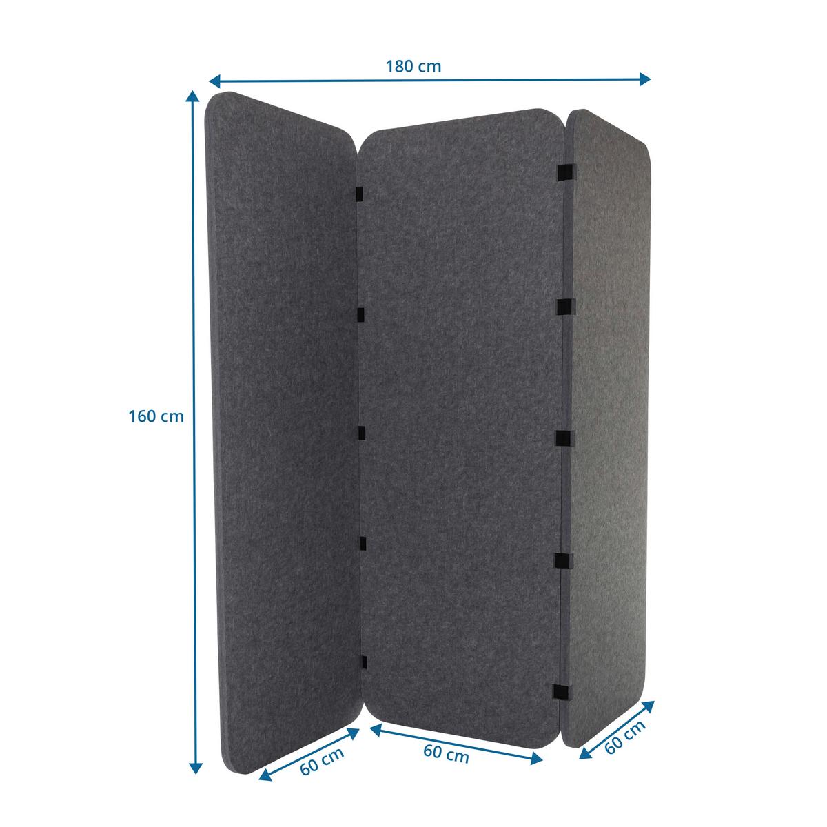 Trennwand Flexmiut El - Grau, Basics, Kunststoff/Textil (180/160/2,5cm) - MID.YOU