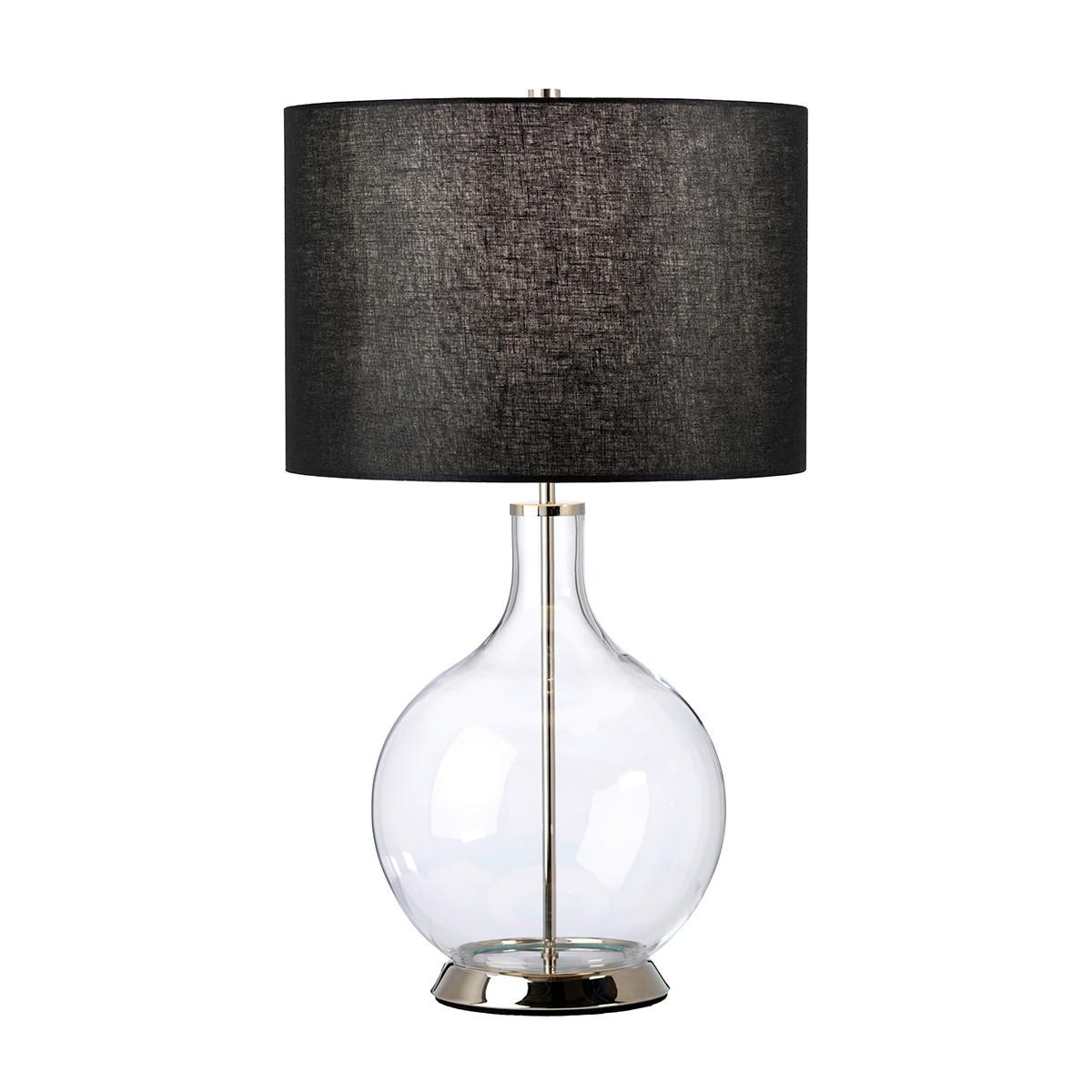 Asztali Lámpa Orb-Clear-Pn-Blk - fekete/nikkelszínű, Konventionell, üveg/textil (36/67cm) - Elstead Lighting