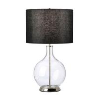 Asztali Lámpa Orb-Clear-Pn-Blk - fekete/nikkelszínű, Konventionell, üveg/textil (36/67cm) - Elstead Lighting