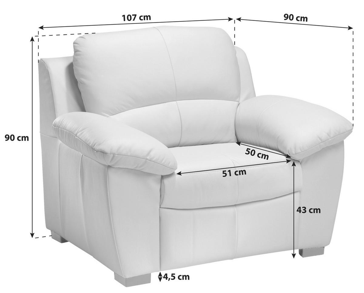 Polstersessel Mit Armlehnen Danilo Lederlook Beige - Beige/Schwarz, KONVENTIONELL, Textil (107/90/90cm) - MID.YOU