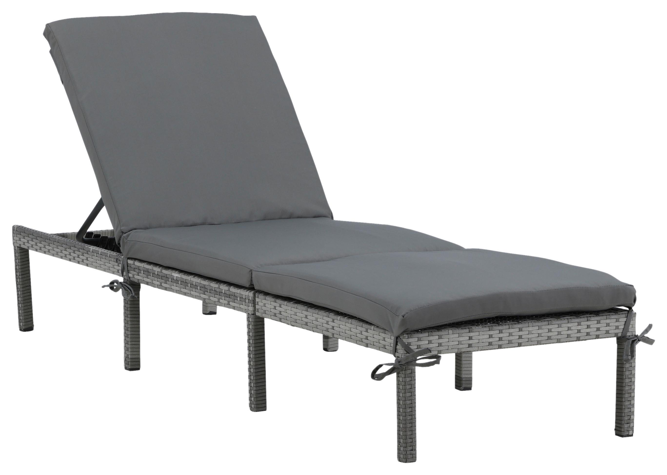 Sonnenliege Bilbao Kunststoffgeflecht - Grau, KONVENTIONELL, Kunststoff/Textil (59/84/198cm) - Gardenson