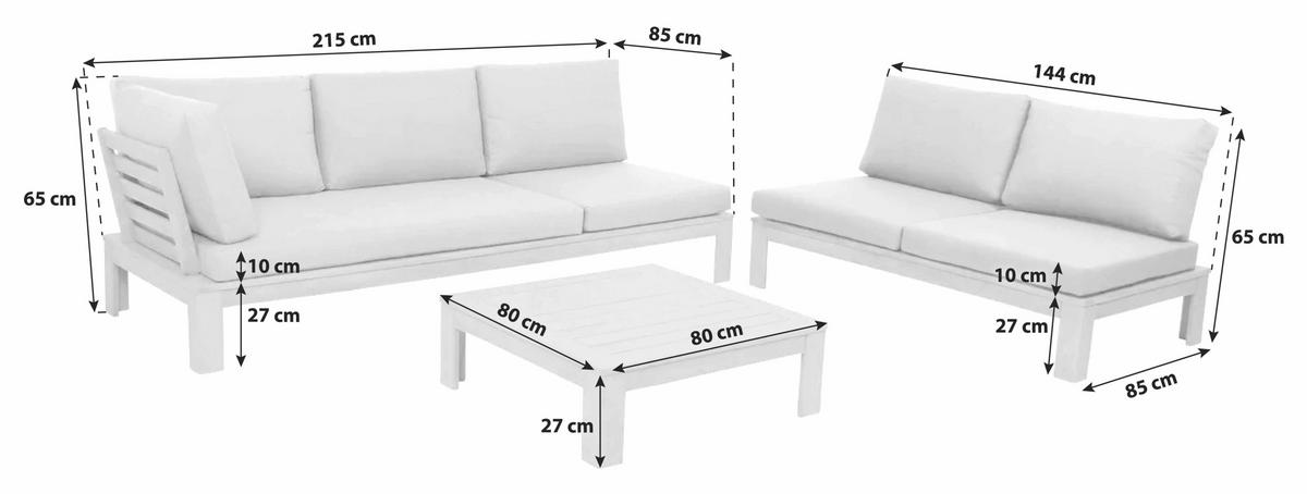 Loungegarnitur Granada Aus Holz mit Kissen - Grau/Akaziefarben, Basics, Holz/Textil (221/65/85cm) - Acamp